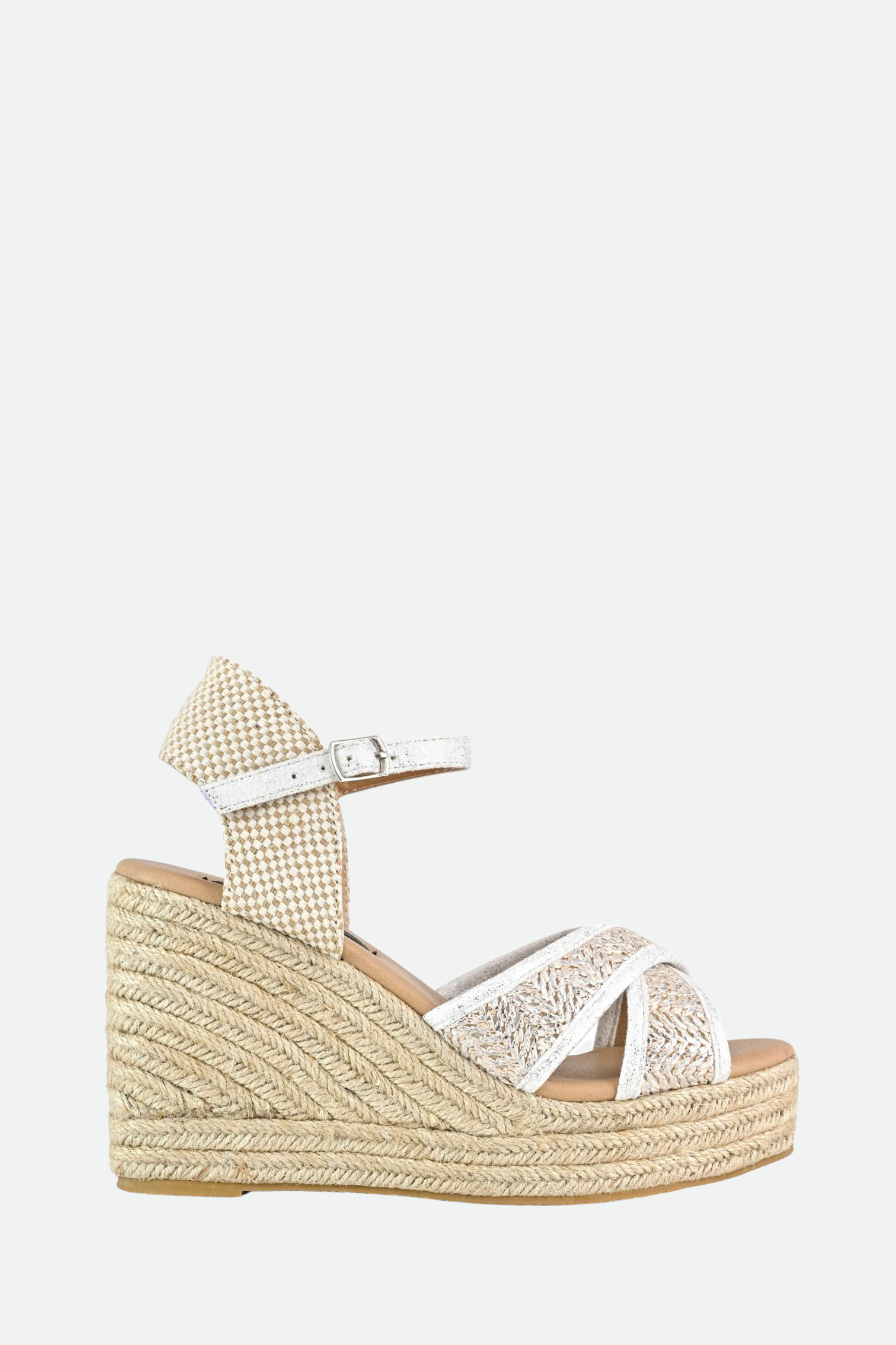 Colors of California Sandali Zeppa in raffia Argentati