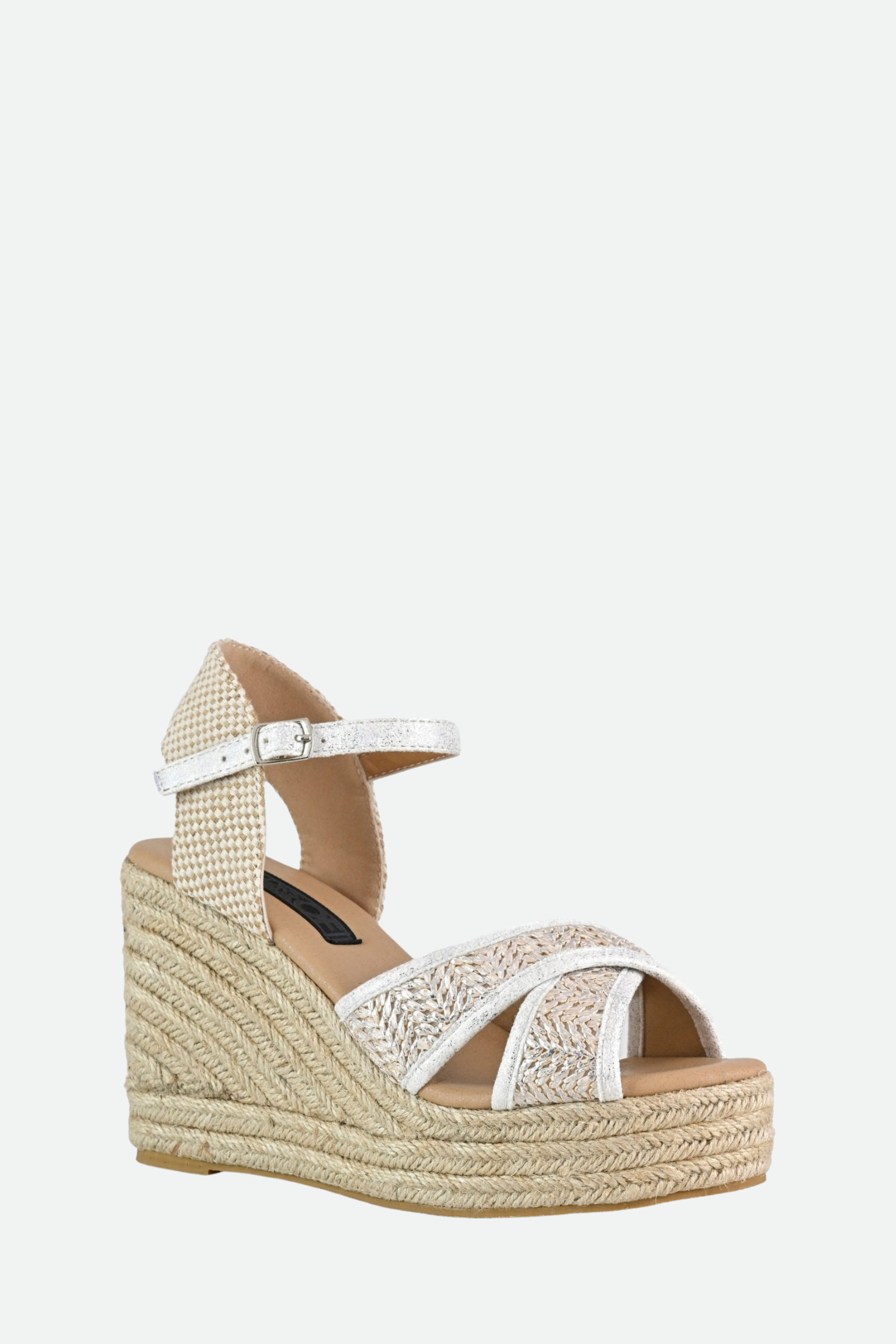 Colors of California Sandali Zeppa in raffia Argentati