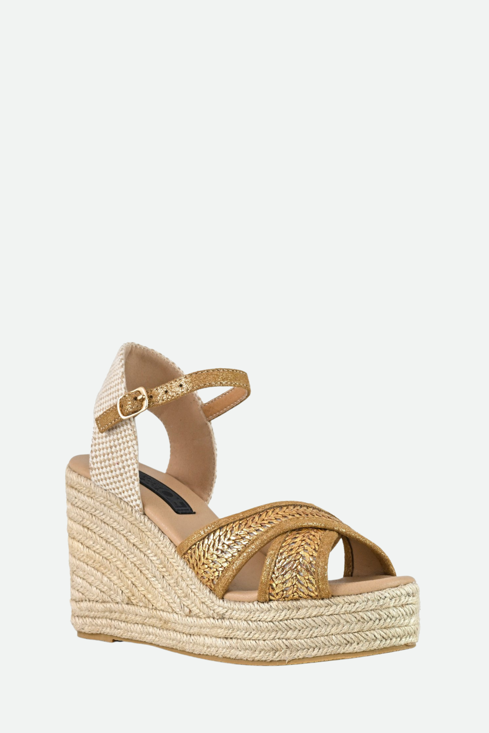 Colors of California Sandali Zeppa in raffia Dorati