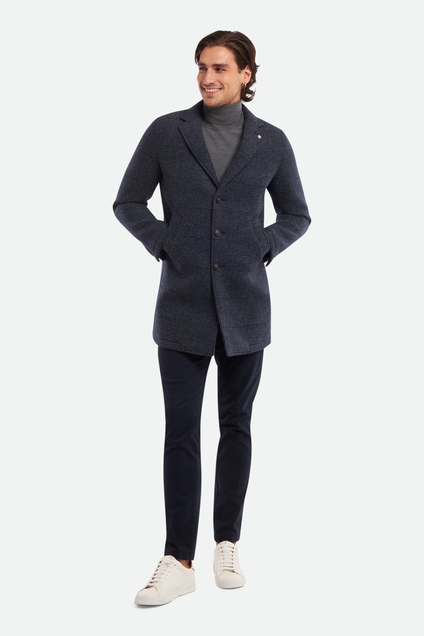 Manuel Ritz Cappotto Misto Lana Blu