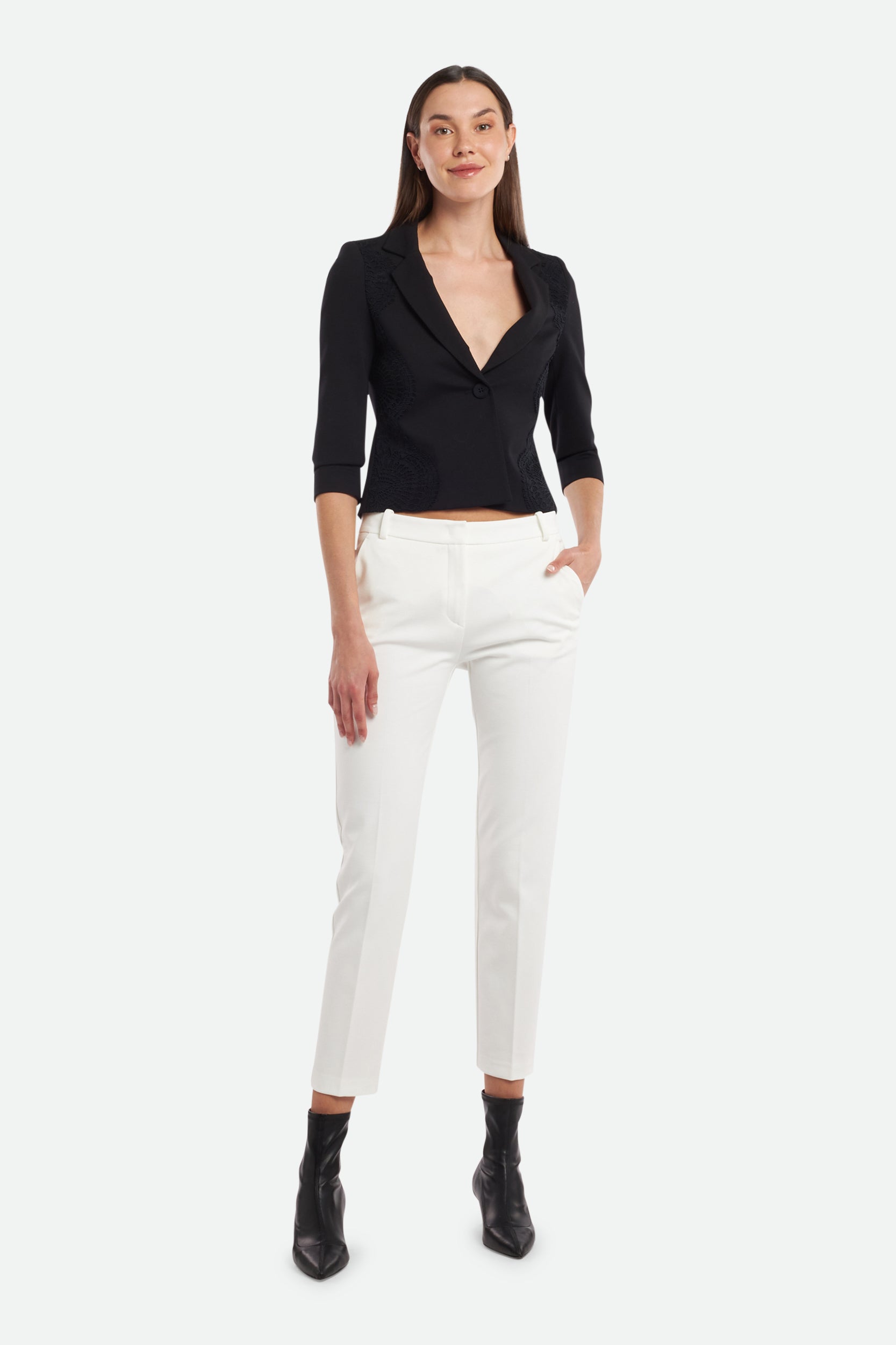 Pinko White Crop Trousers
