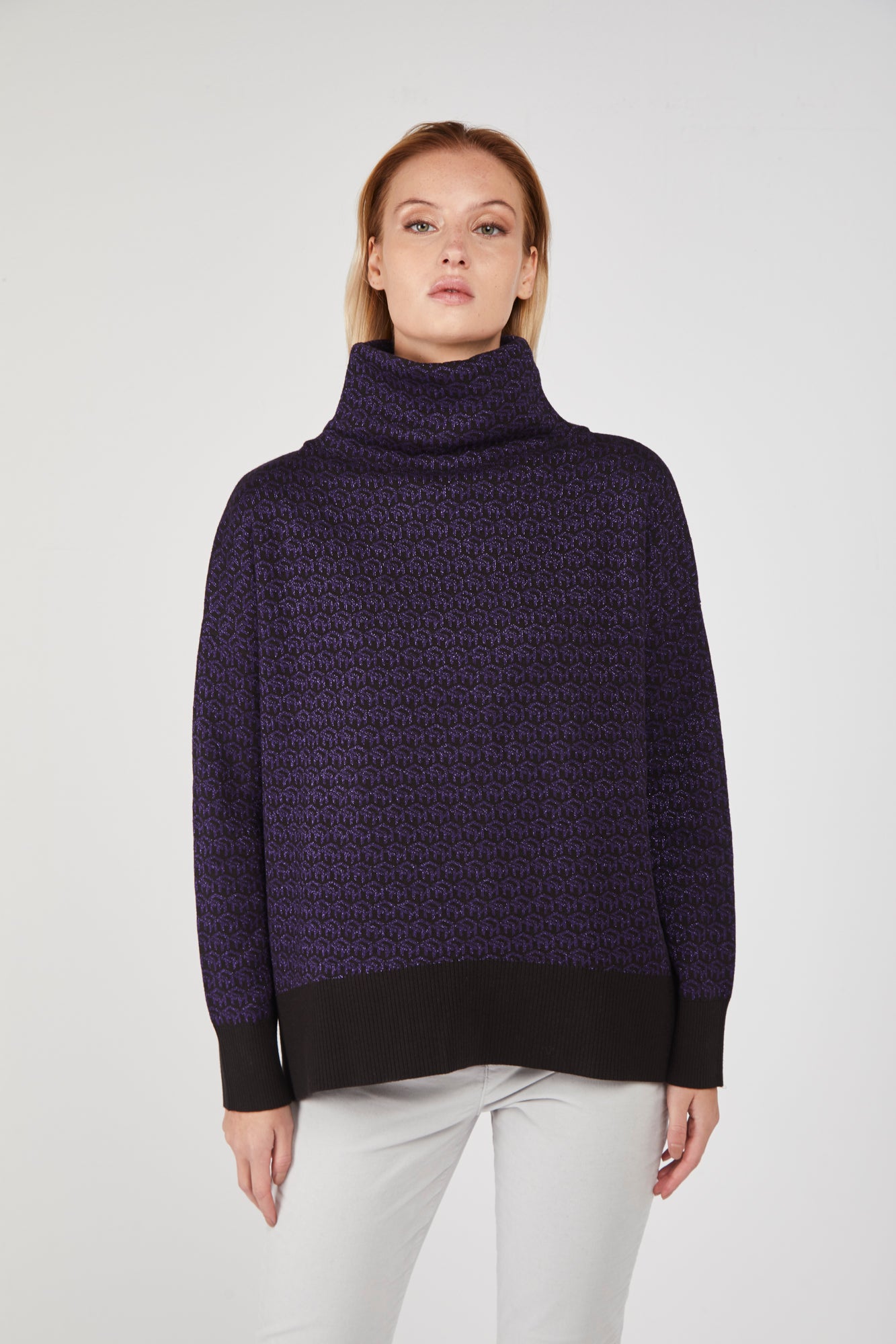 TOMMY HILFIGER Black Turtleneck with Glitter Monogram