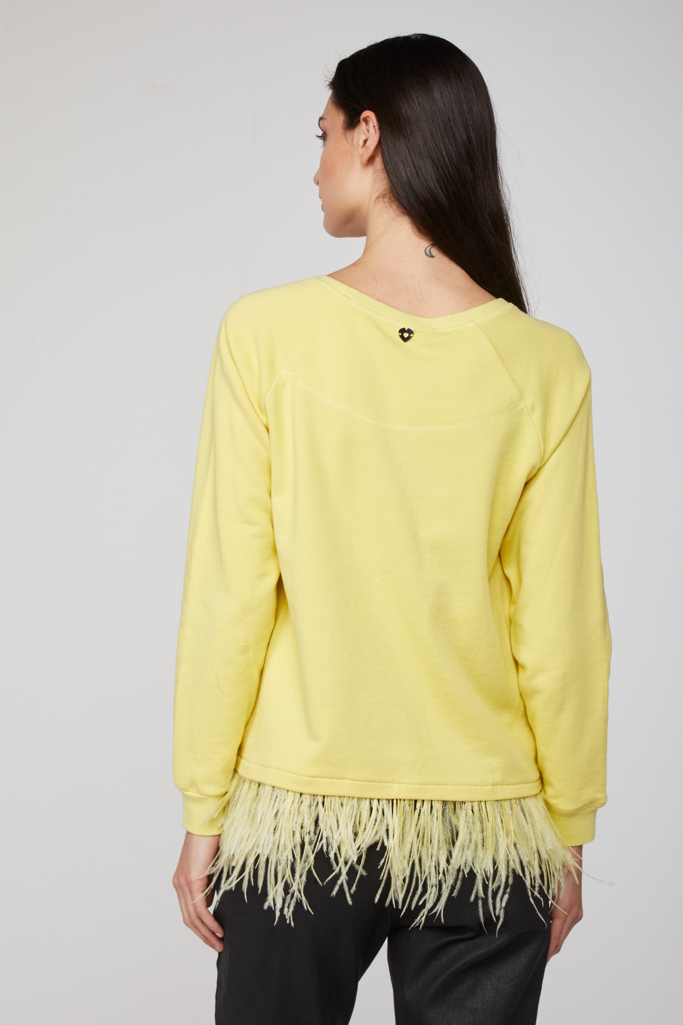 TWINSET Felpa Giallo Limone Con Piume