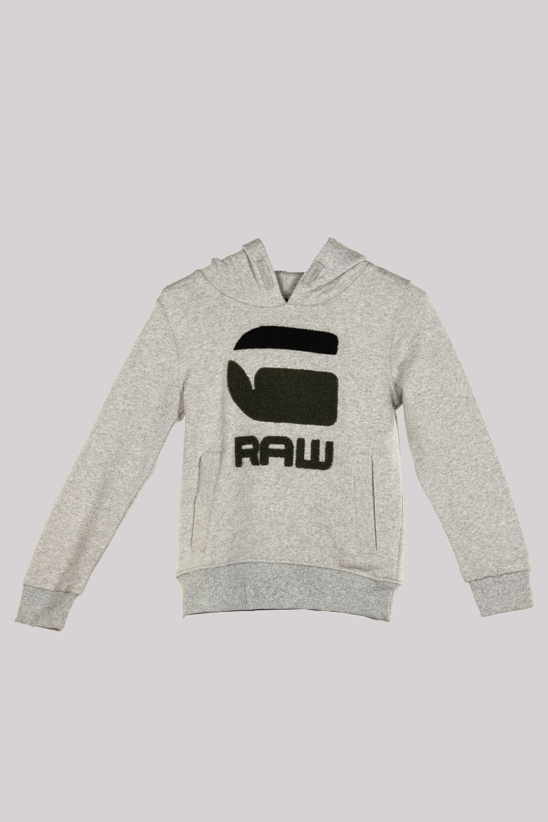 G-STAR RAW Felpa Grigia con Cappuccio Bambino