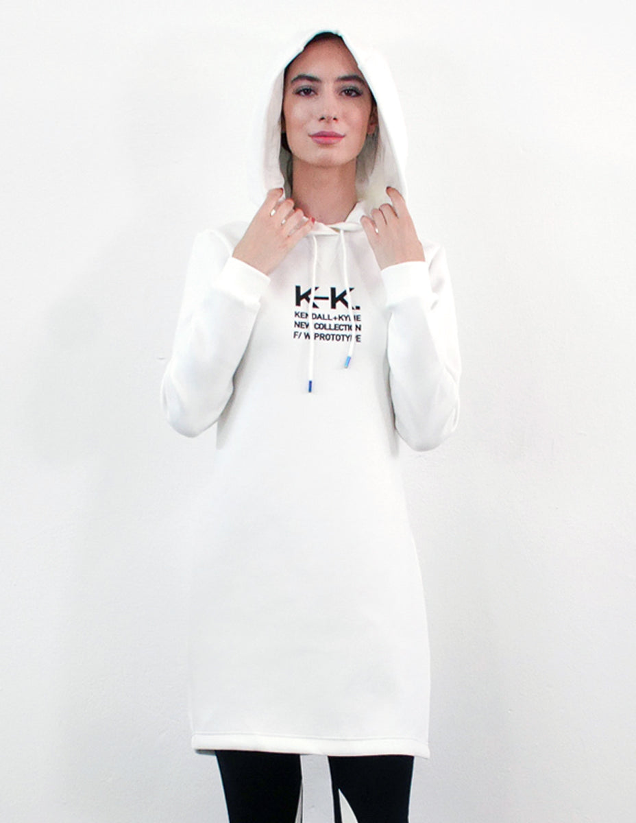 KENDALL AND KYLIE Felpa lunga bianca con spacco laterale