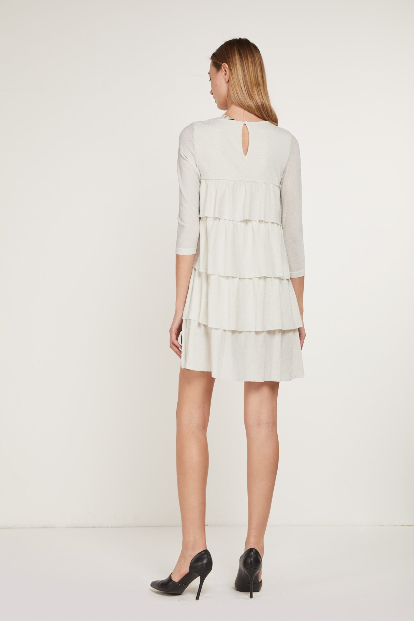 PRINCESSE LODO White Lurex Flounce Dress