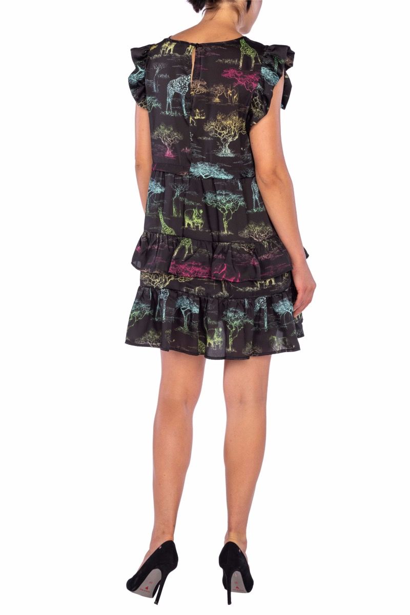 5PROGRESS Abito Corto Nero a Balze Savana