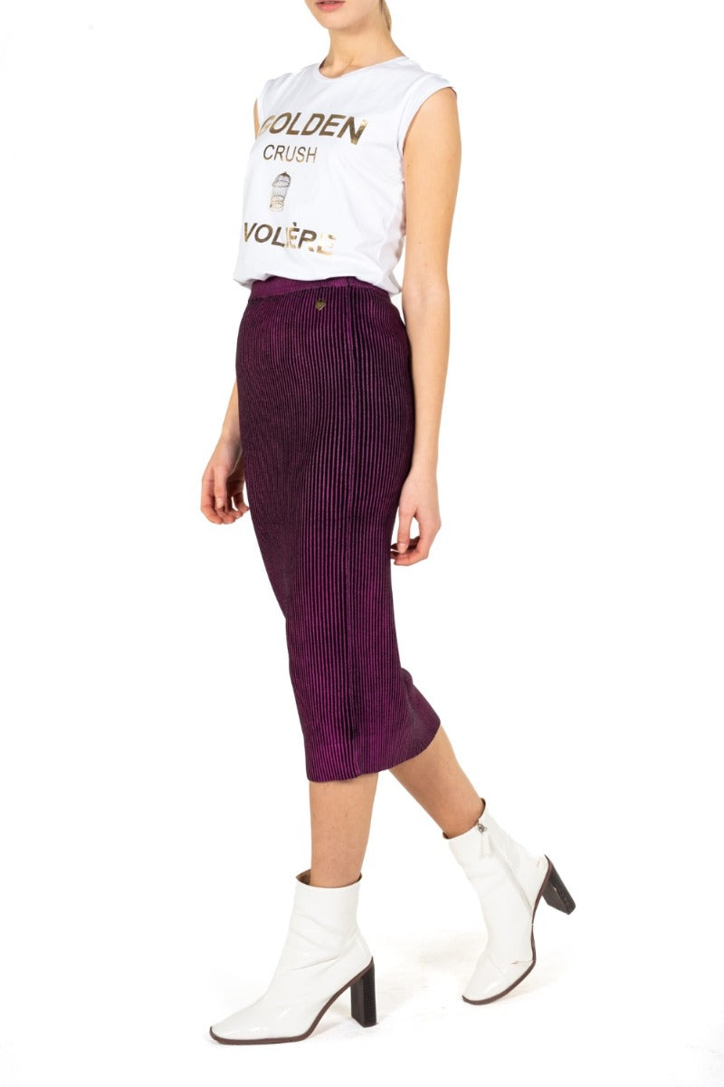 Dark fuchsia metal skirt