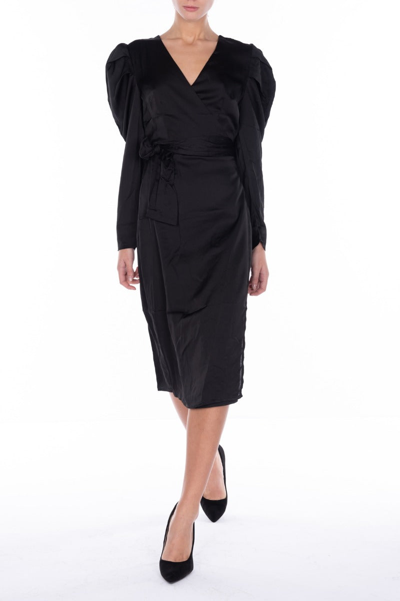 GLAMOROUS Abito Kimono in Satin Nero