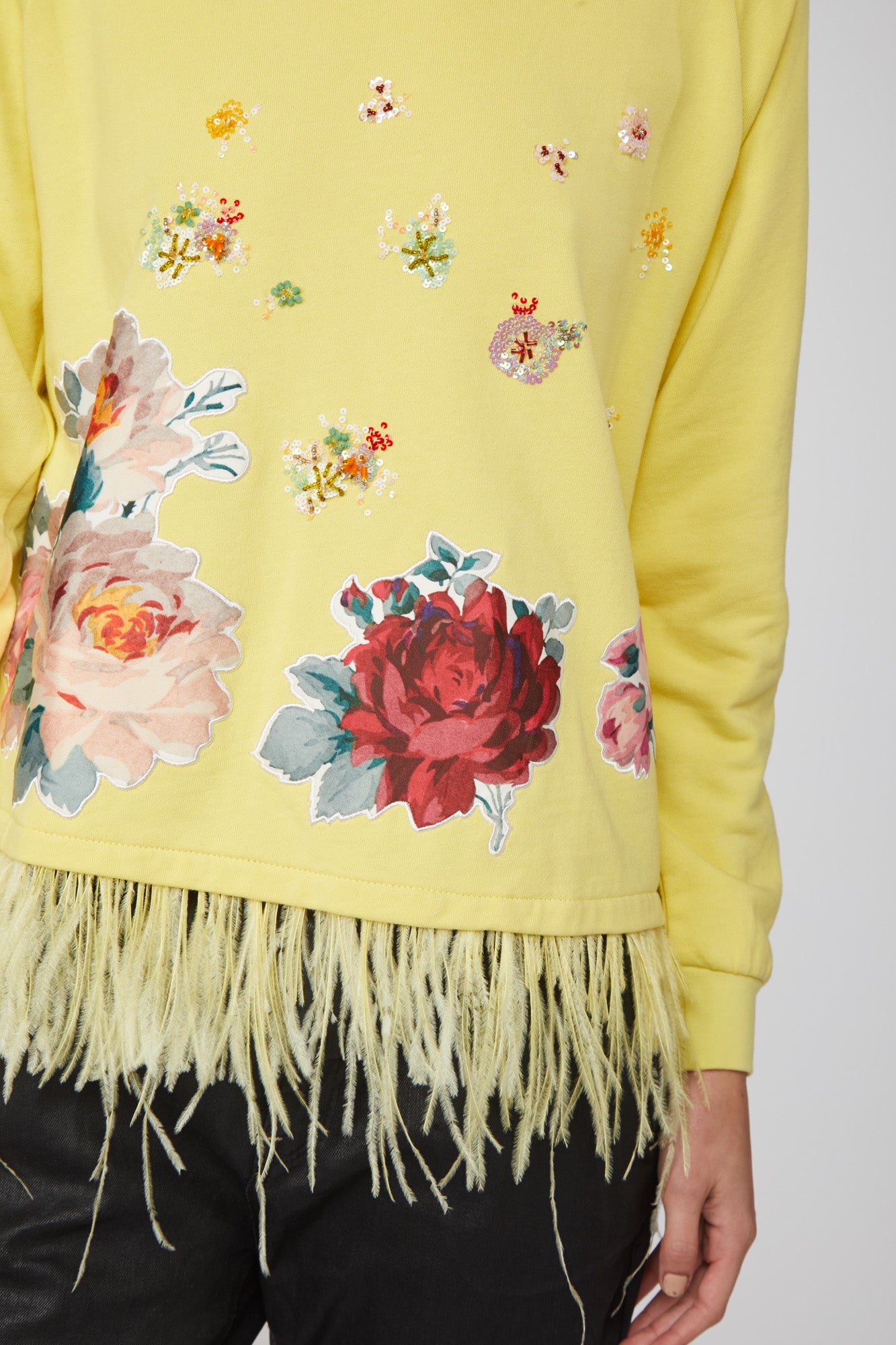 TWINSET Lemon Sweatshirt With Feathers