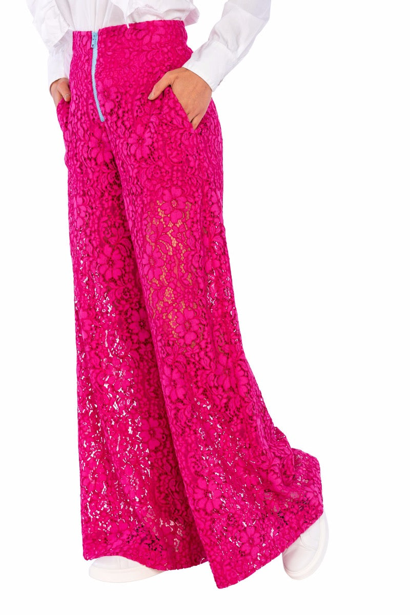 ULTRACHIC Pantaloni In Pizzo Fucsia