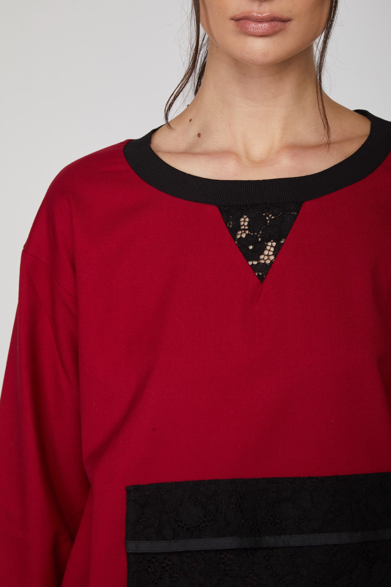 TWINSET Felpa Rossa con Maxi Tasca Frontale