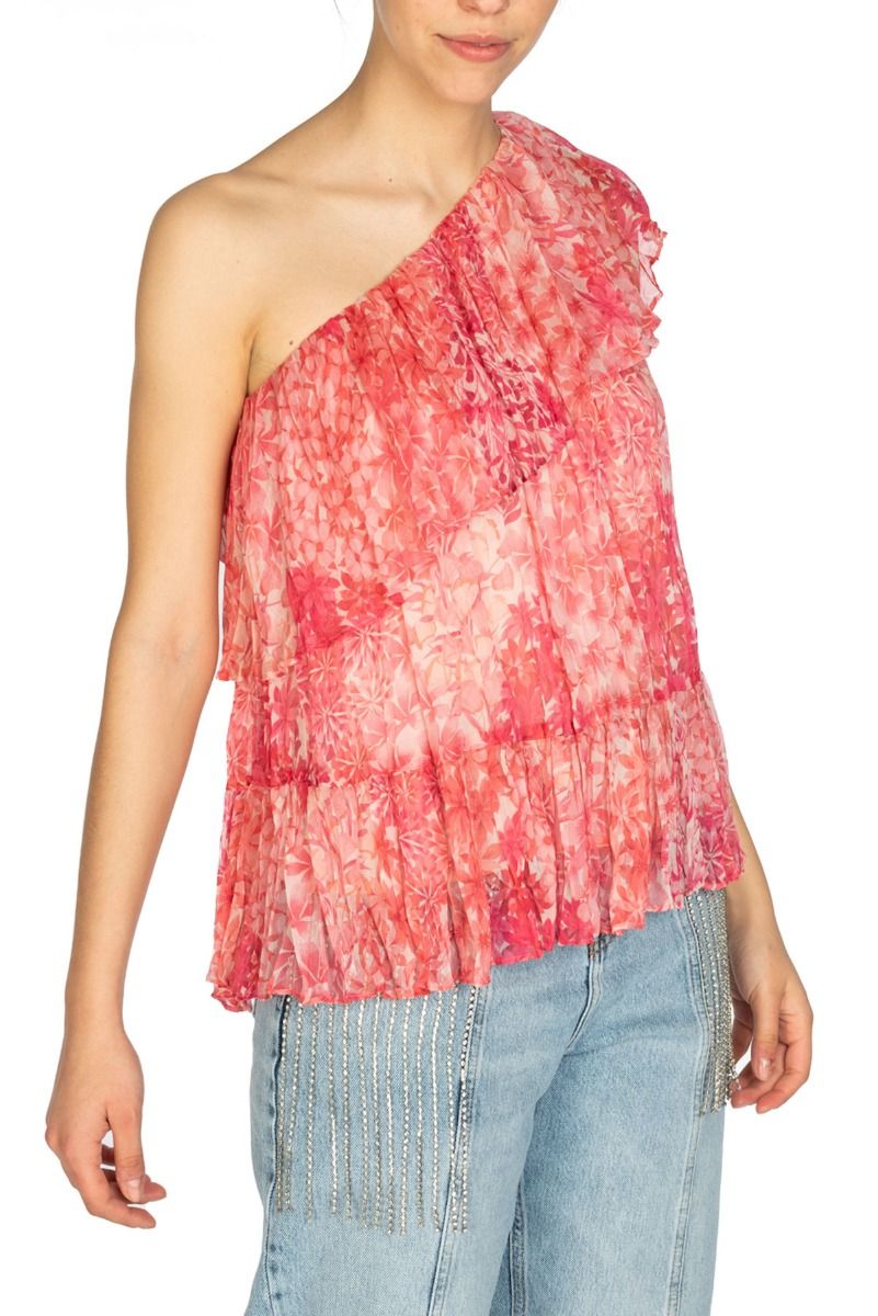 TWINSET Top Monospalla con Fantasia Floreale Rosa