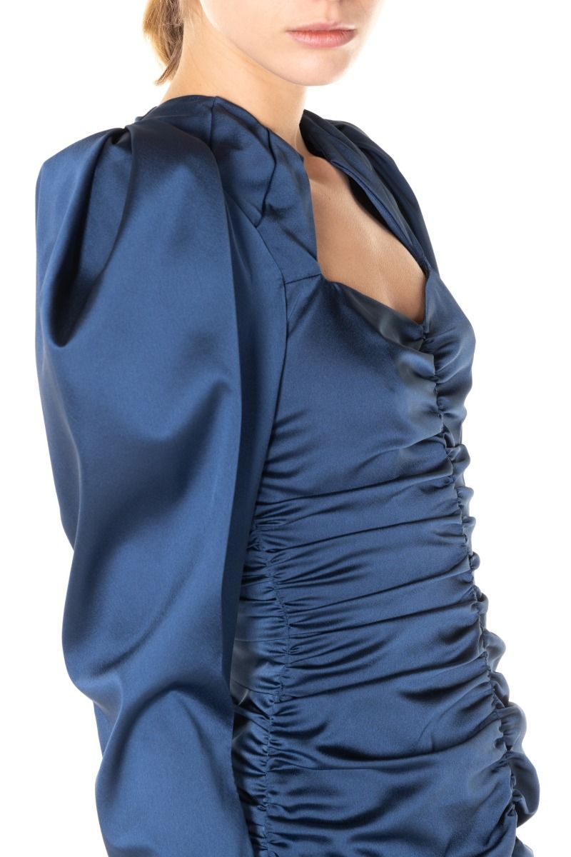 NINEMINUTES Vestito Arricciato Petrolio