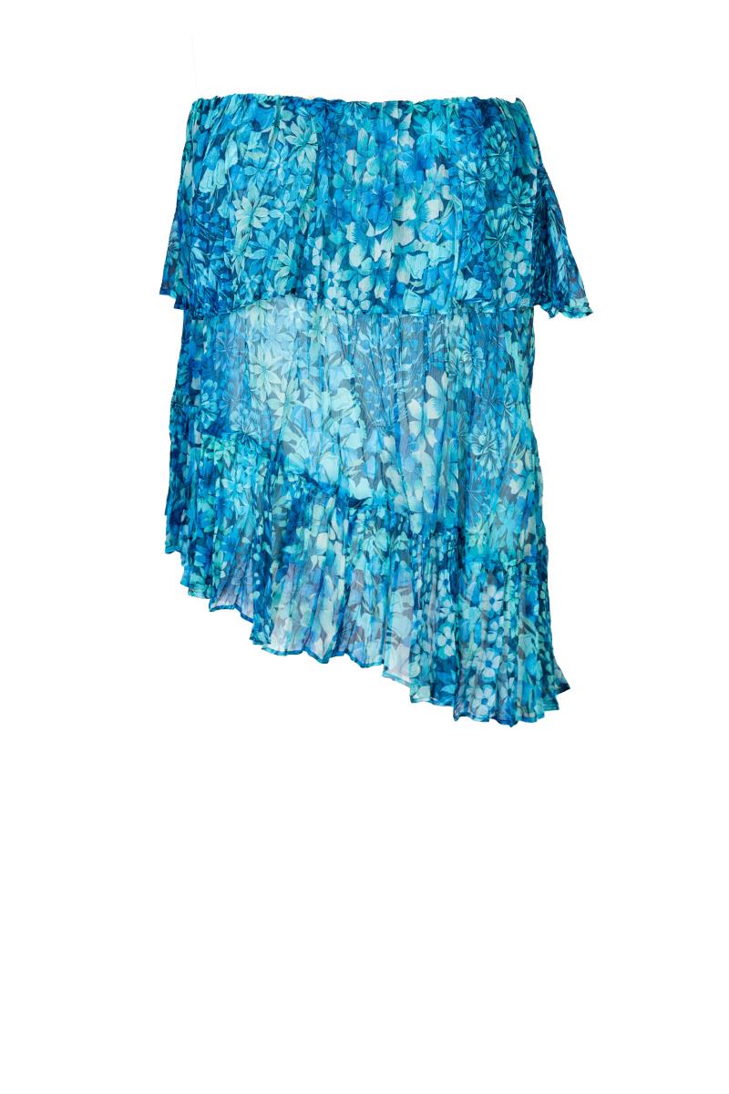 TWINSET Top Monospalla con Fantasia Floreale Azzurra