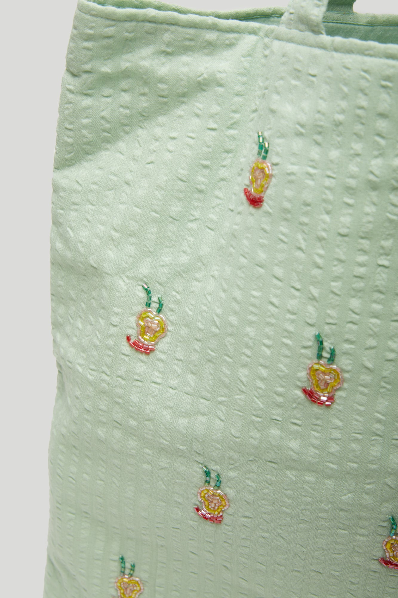 HVISK Mint Green Dale Tote Bag with Embroidery