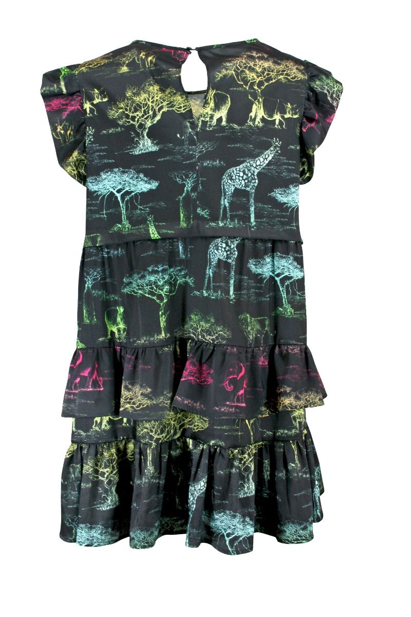 5PROGRESS Abito Corto Nero a Balze Savana