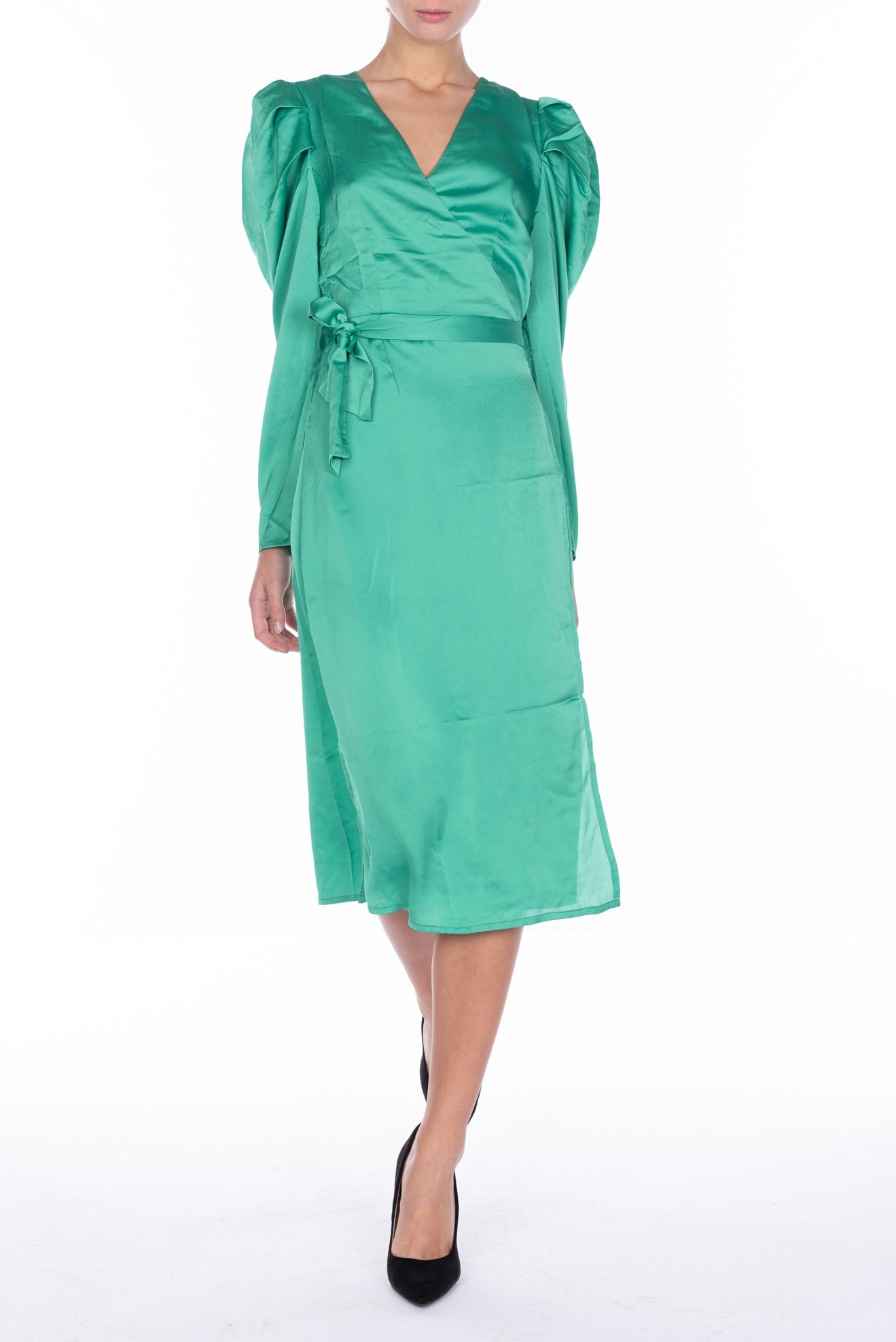 GLAMOROUS Abito Kimono in Satin Verde