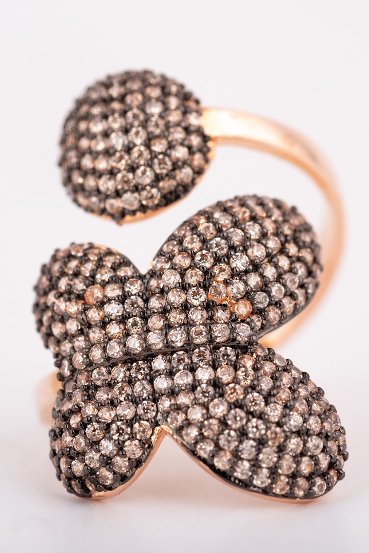 MELUSINA BIJOUX Anello Fiore e Cerchio Champagne