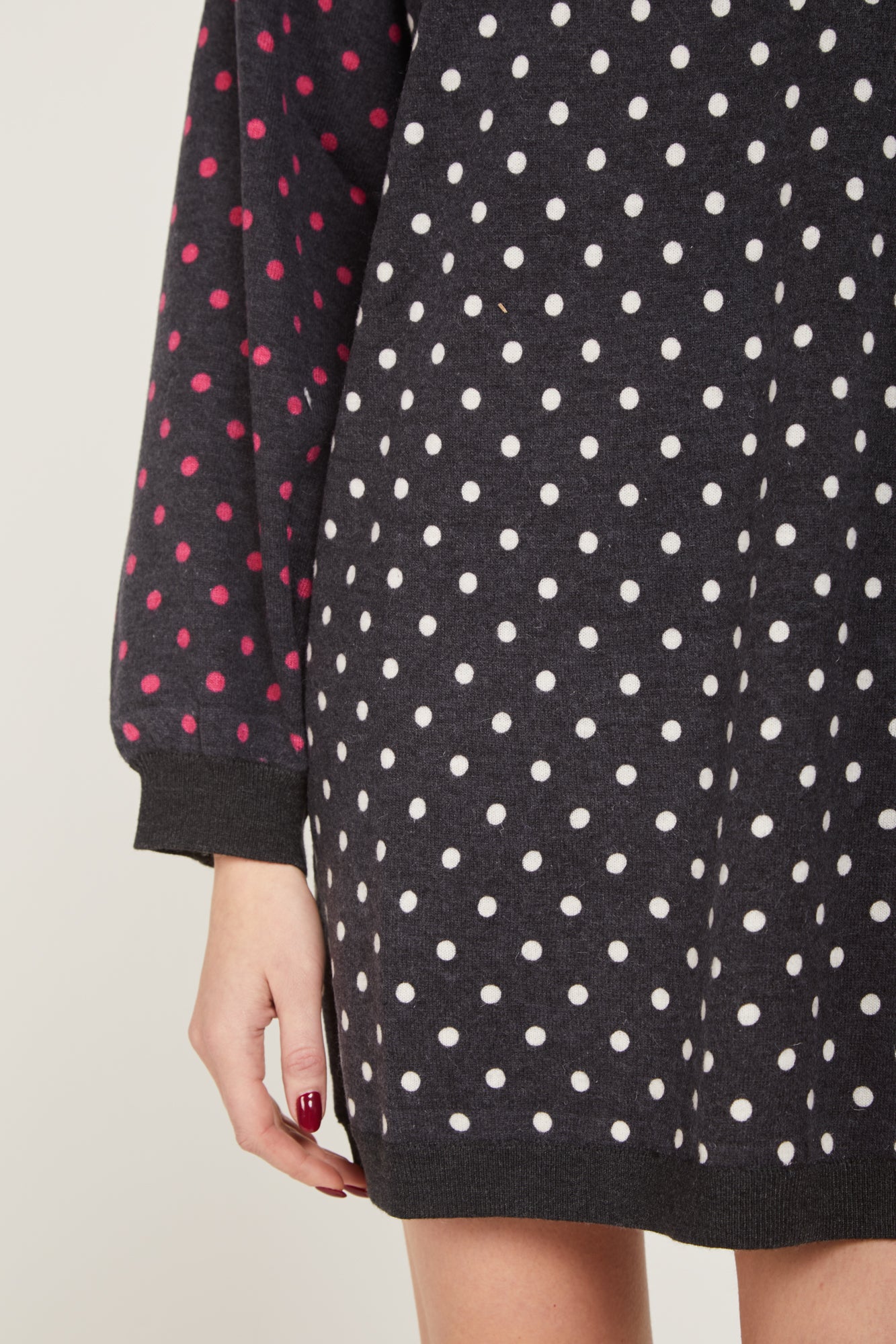 PRINCESSE LODO Maglione Oversize Nero a Pois Bianchi