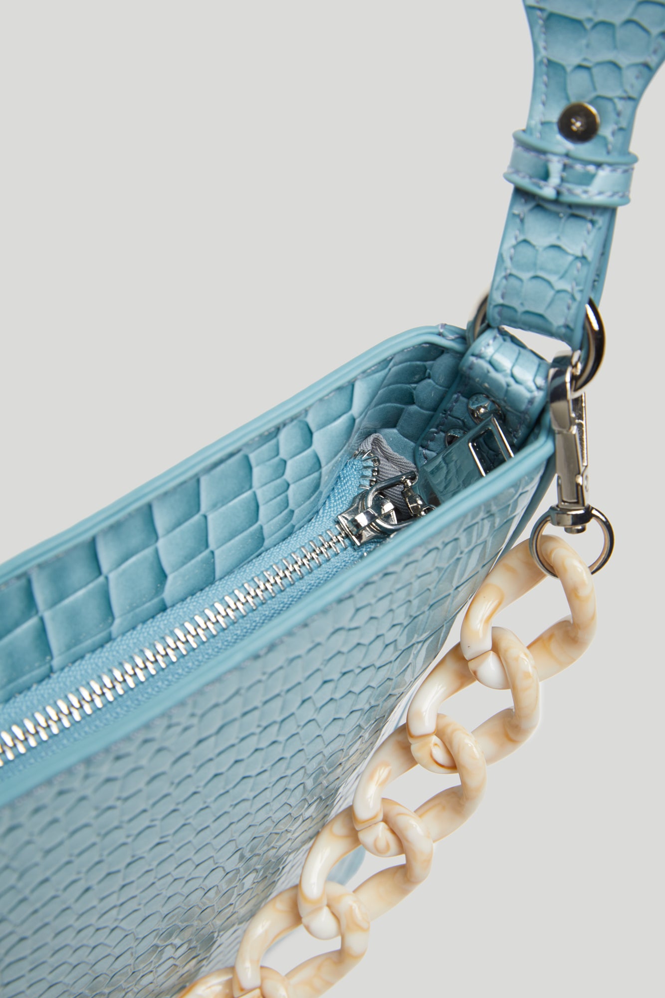 HVISK Borsa Amble Croco Azzurra