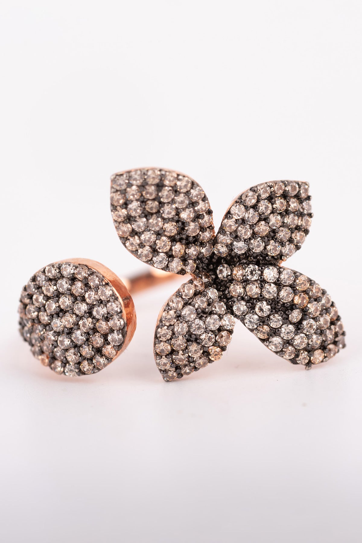 MELUSINA BIJOUX Anello Fiore e Goccia Ros?