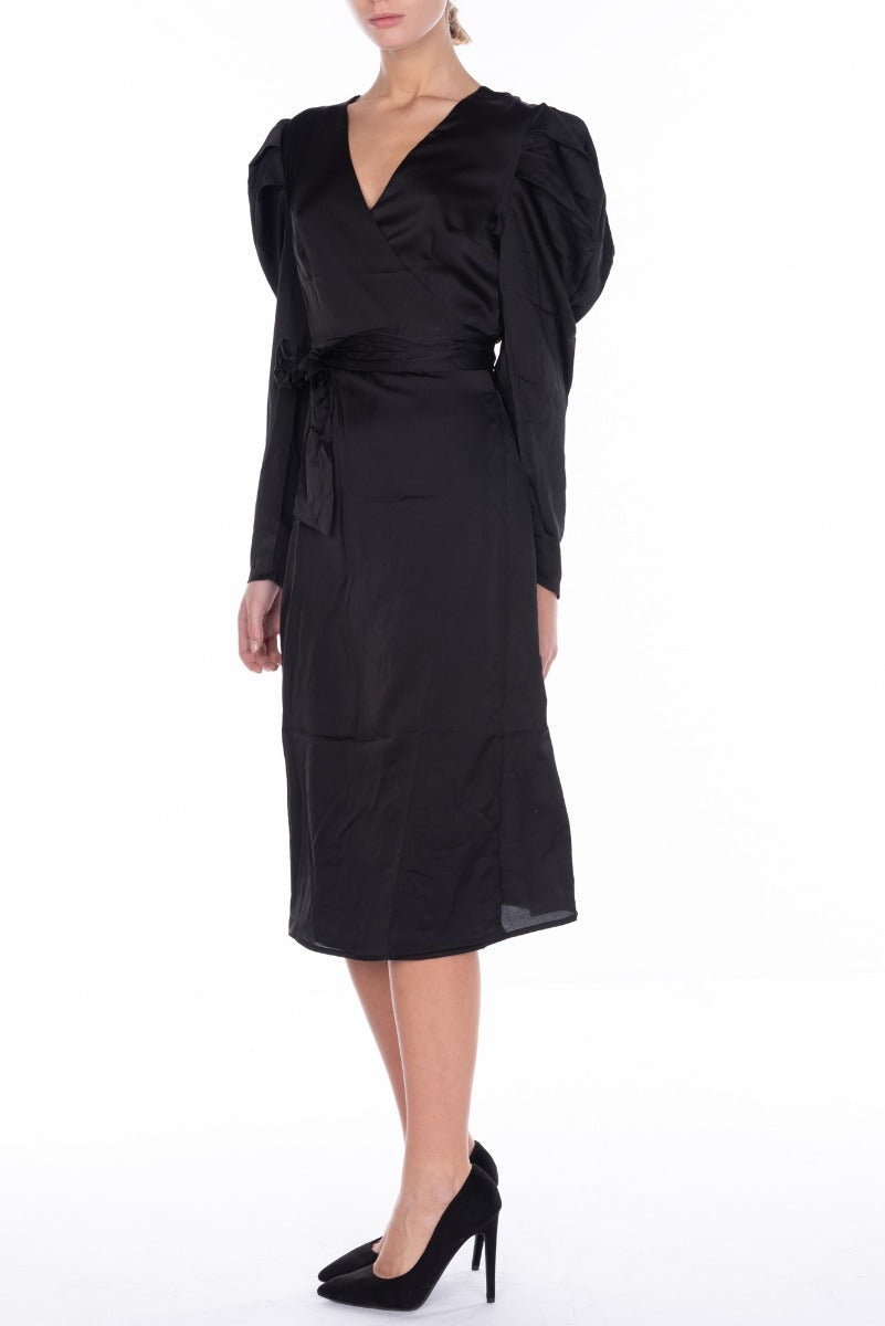GLAMOROUS Abito Kimono in Satin Nero