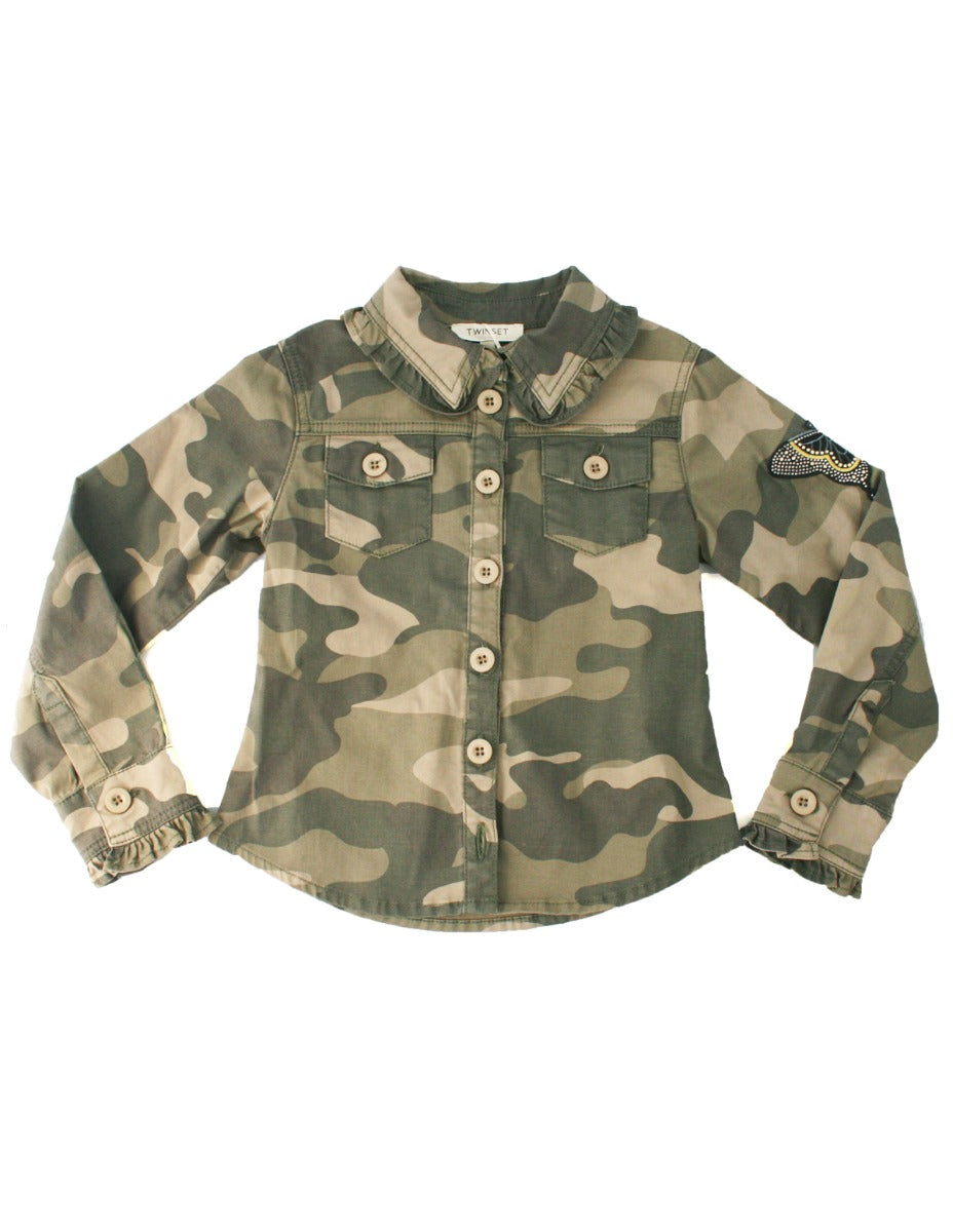 TWINSET GIRL Camicia a Stampa Camouflage