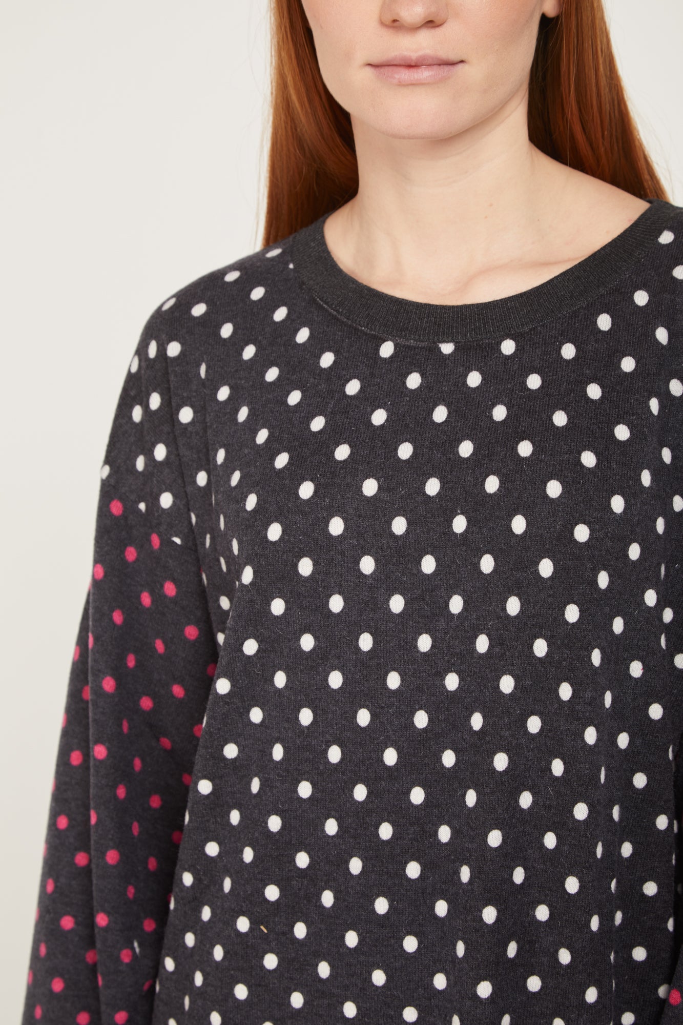 PRINCESSE LODO Maglione Oversize Nero a Pois Bianchi