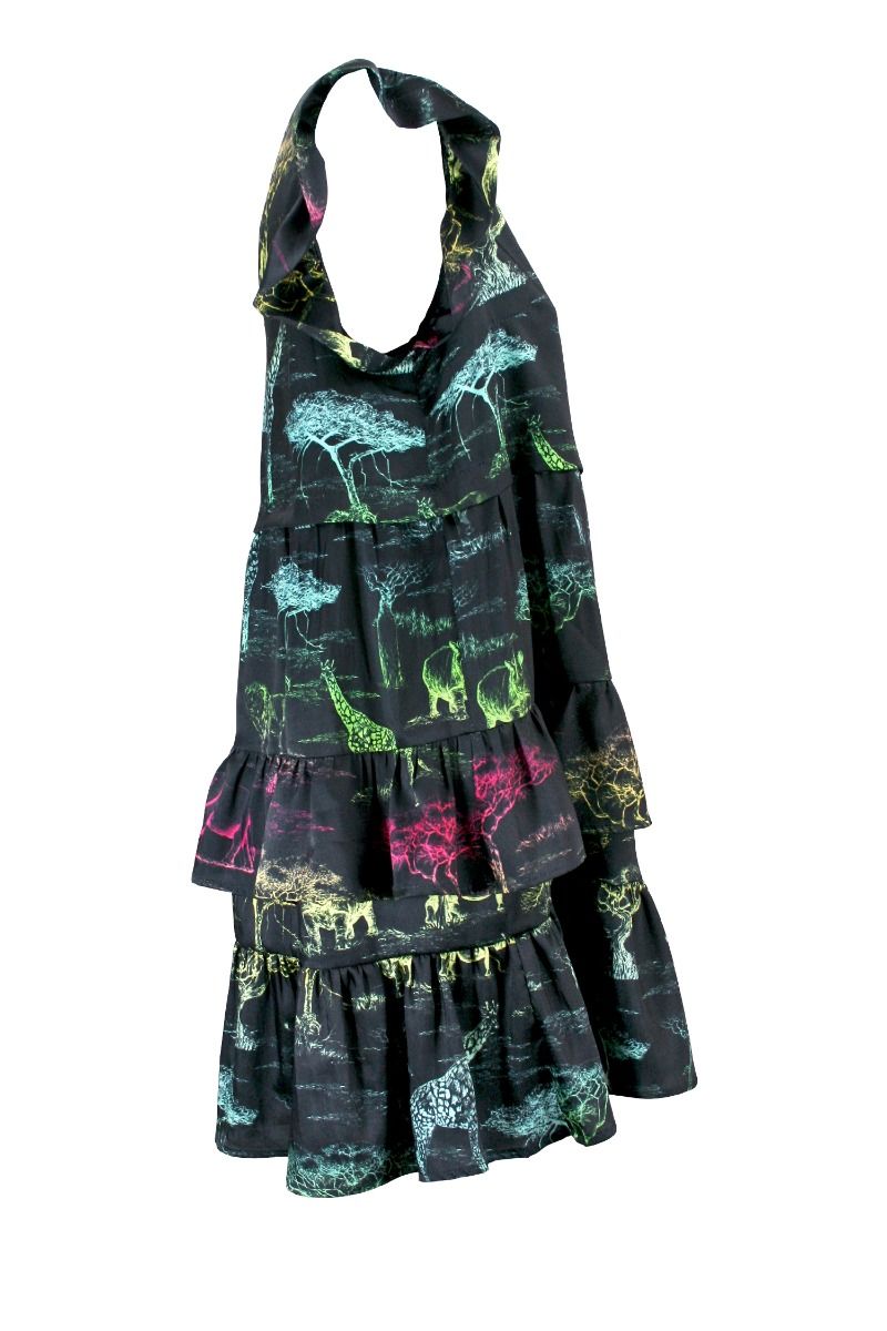 5PROGRESS Abito Corto Nero a Balze Savana