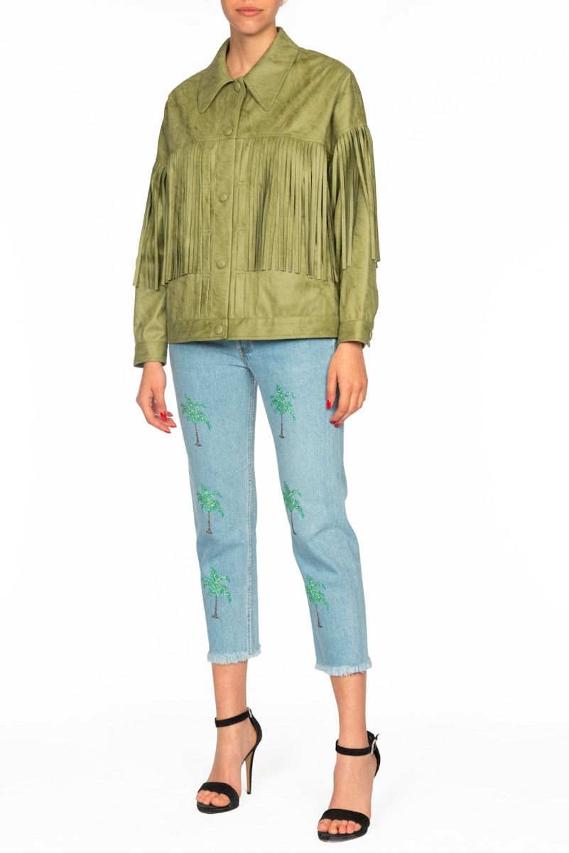 Olive Green Jacket with Fringes OOF WEAR