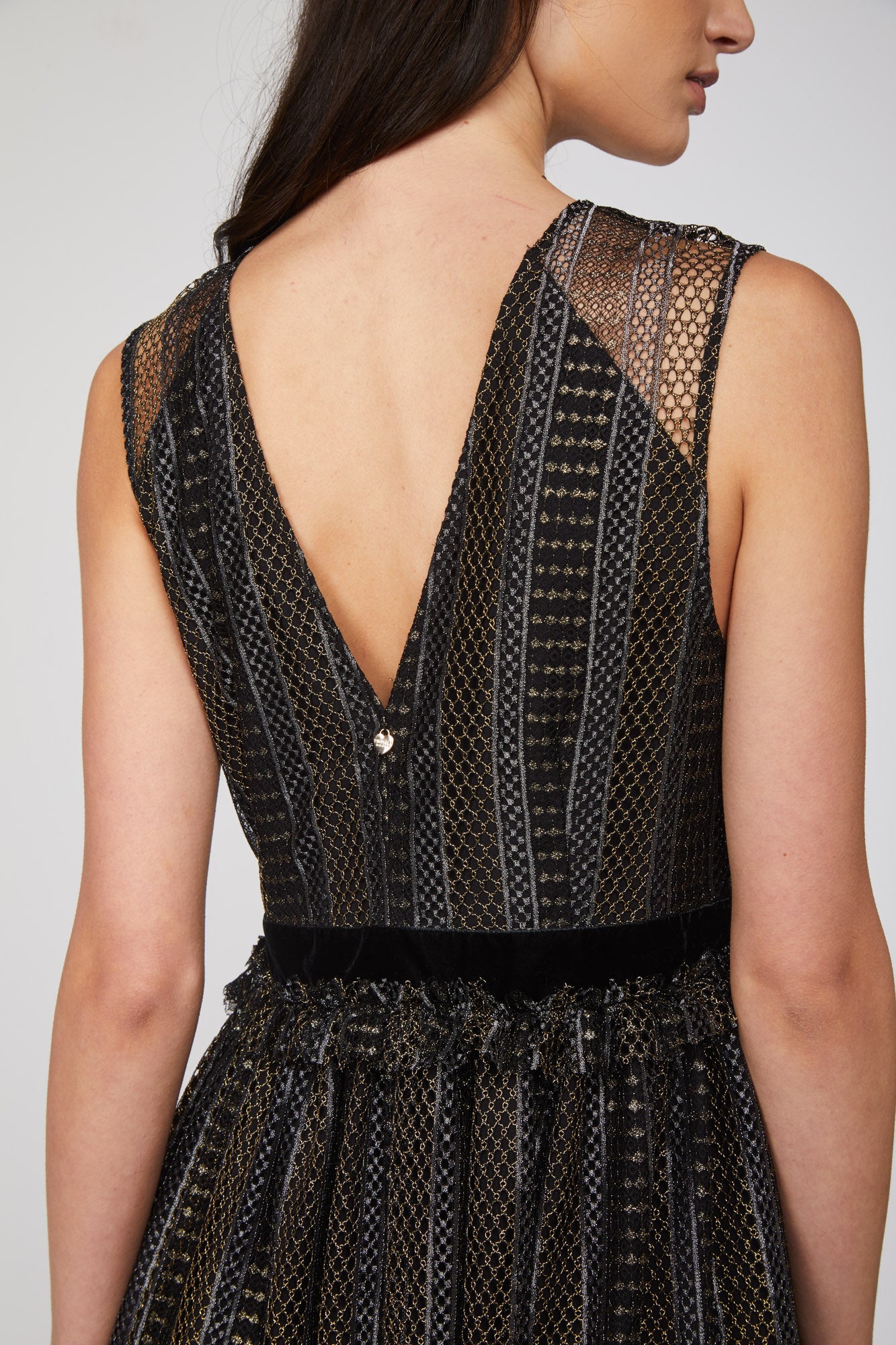 TWINSET Abito Lurex e Pizzo Nero