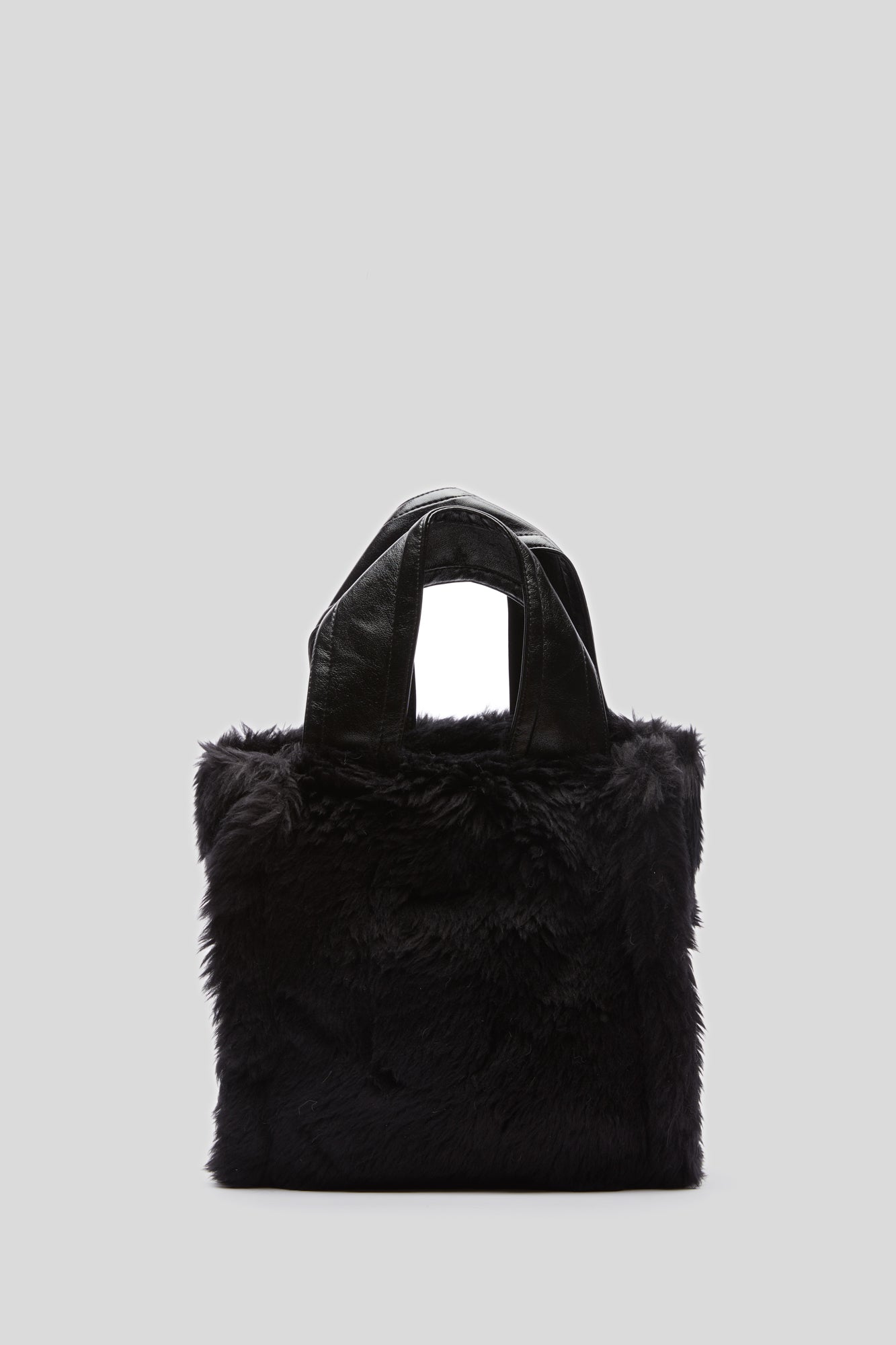 STAND STUDIO Lucille Bag in Black Eco-fur