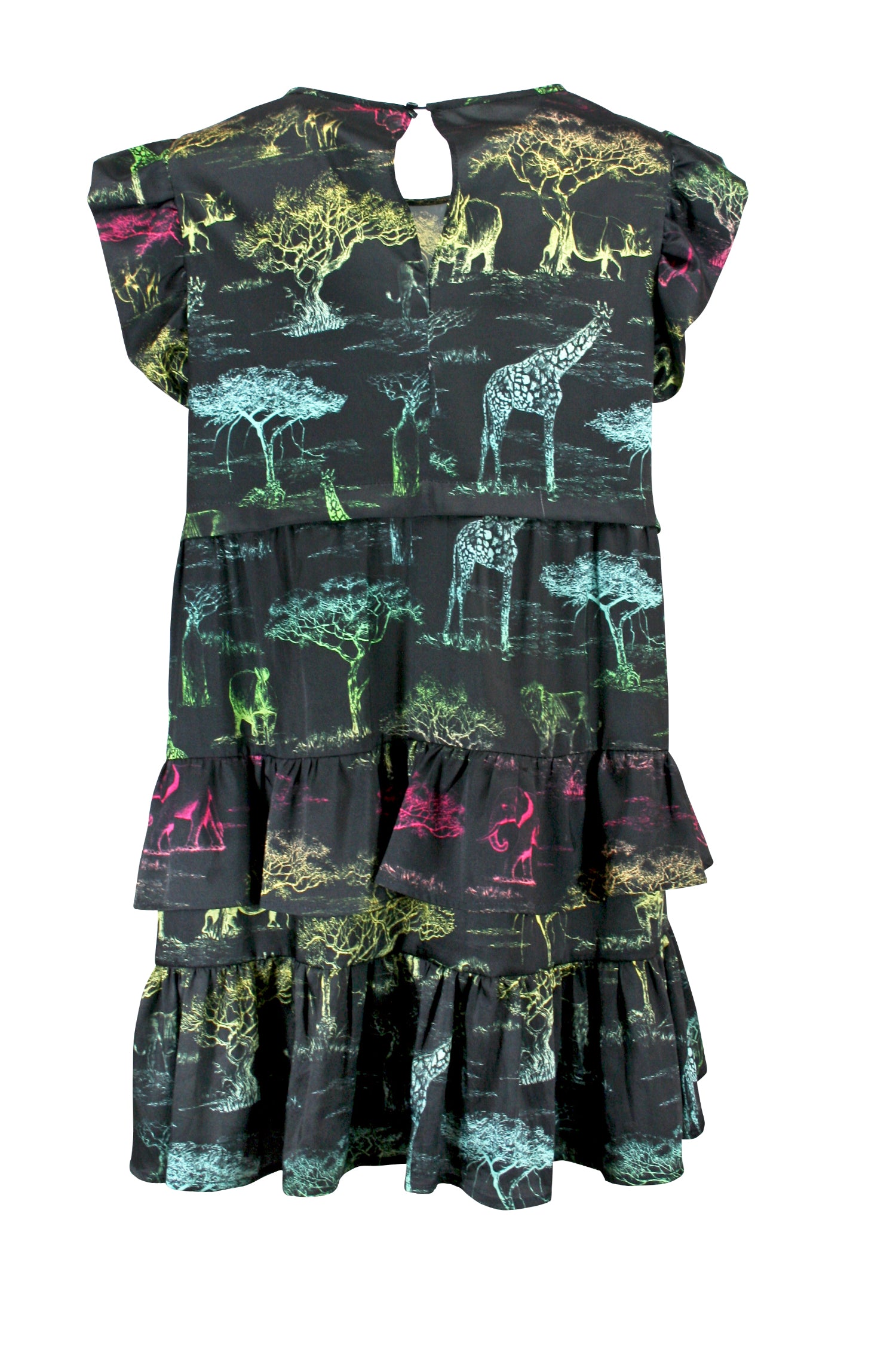 5PROGRESS Abito Corto Nero a Balze Savana