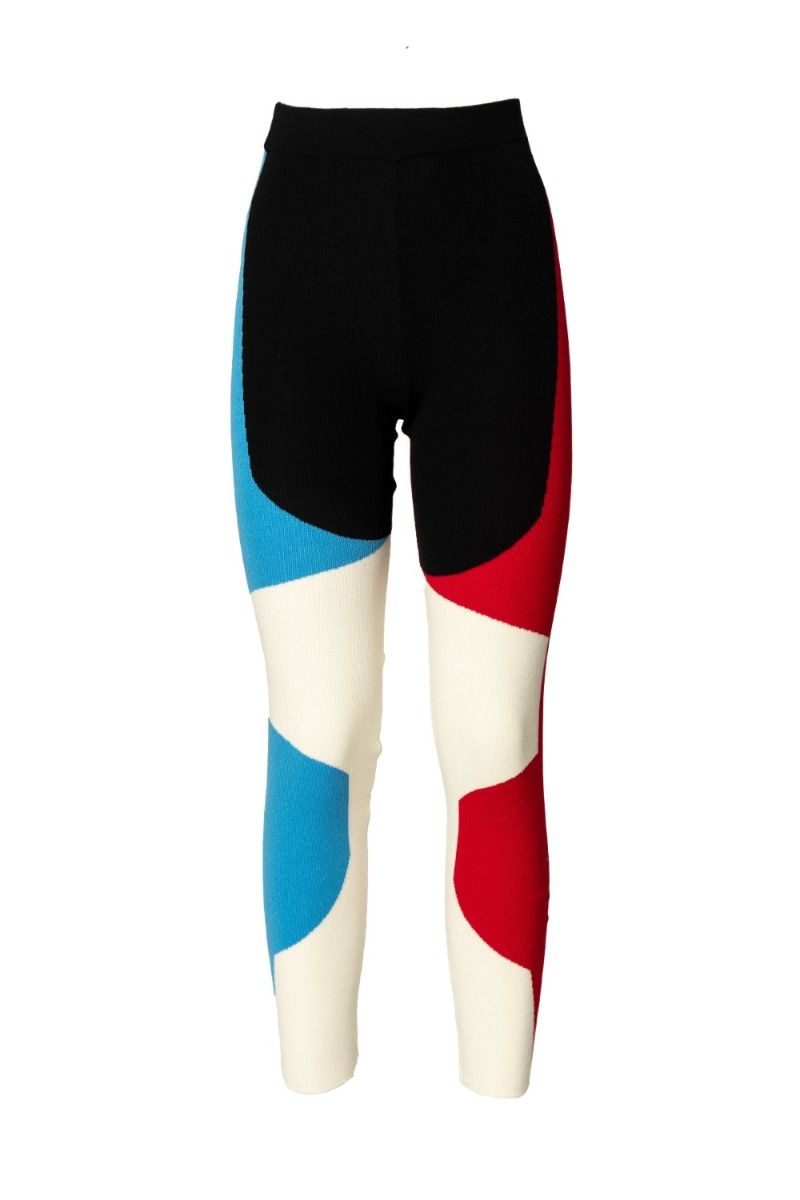 AKEP Leggings Neri con Intarsio Multicolor
