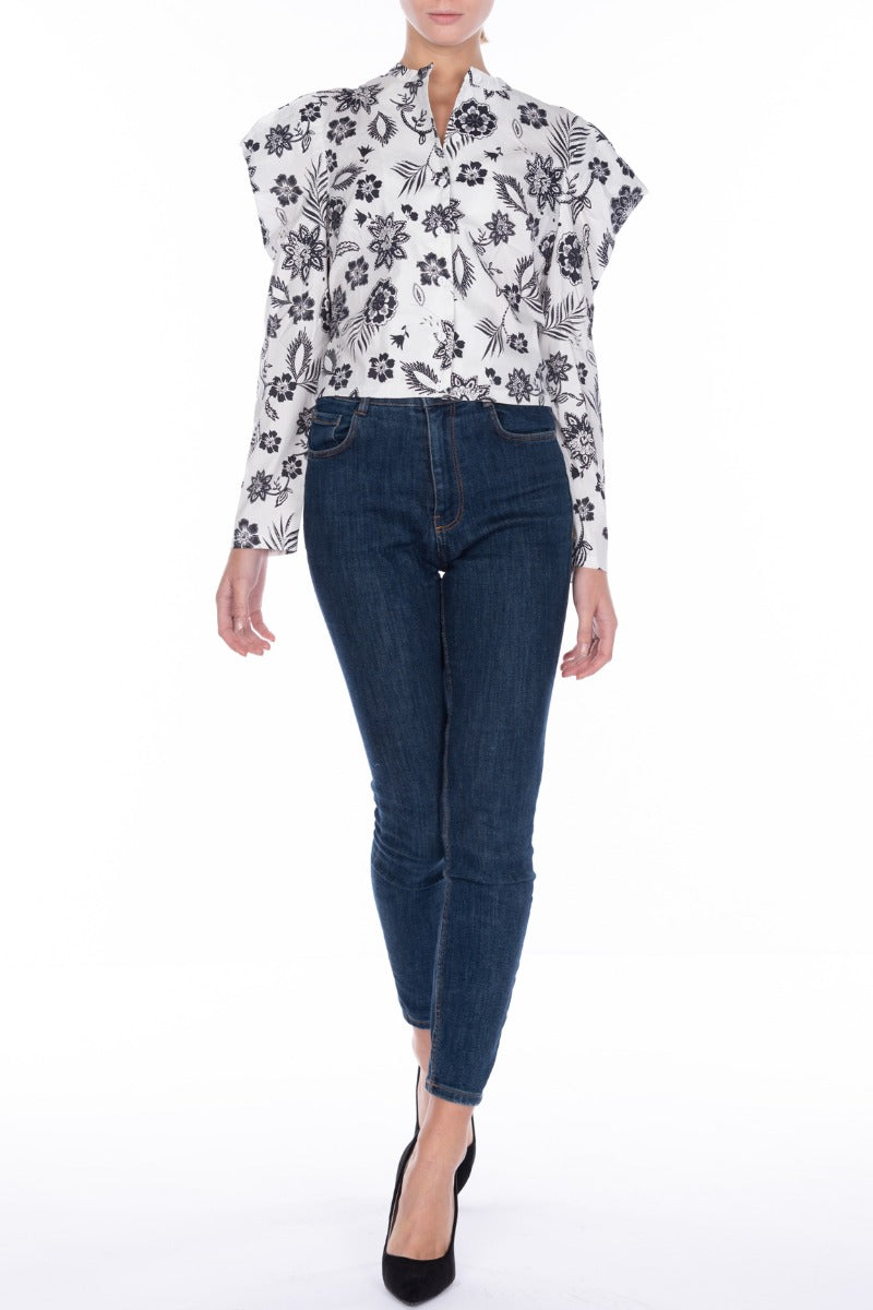 GLAMOROUS Camicia in Cotone Bianca Paisley