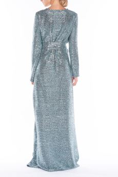 ALESSANDRA GALLO Vestito Lungo in Paillettes Celeste