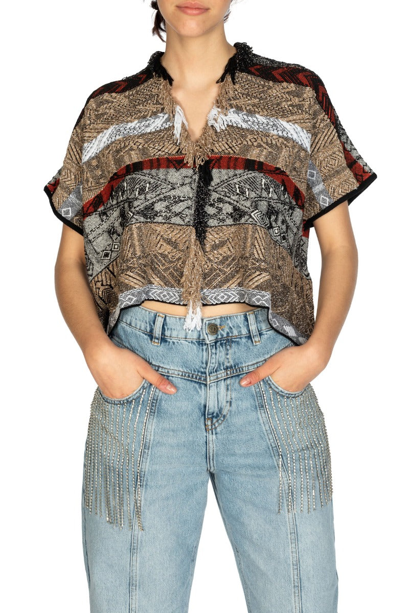 TWINSET Cardigan Jacquard con Frange