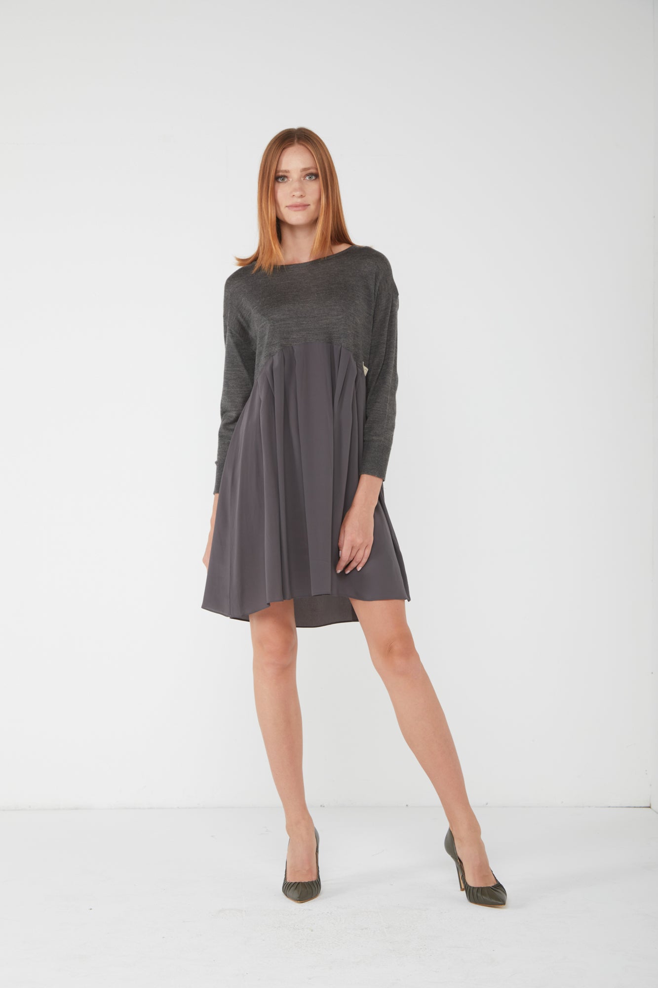 ALESSIA SANTI Abito Corto Impero Grigio