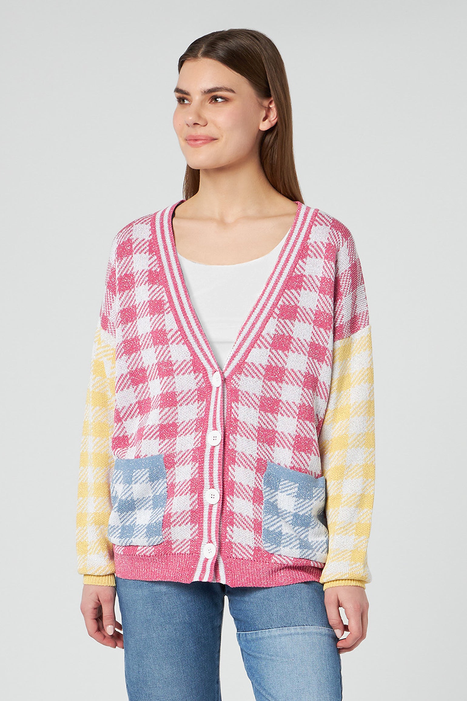 JIJIL Multicolor Checked Cardigan