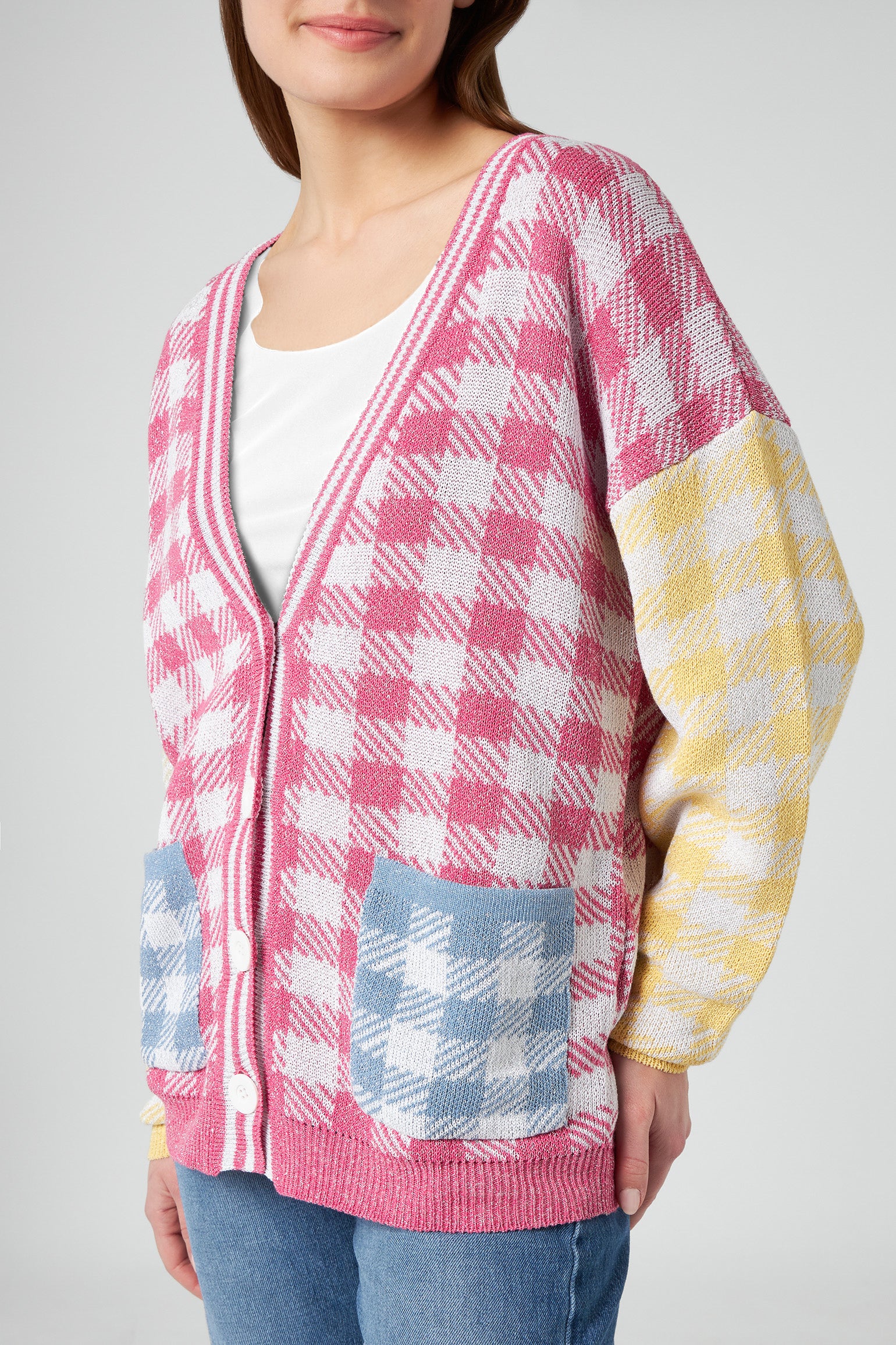 JIJIL Multicolor Checked Cardigan