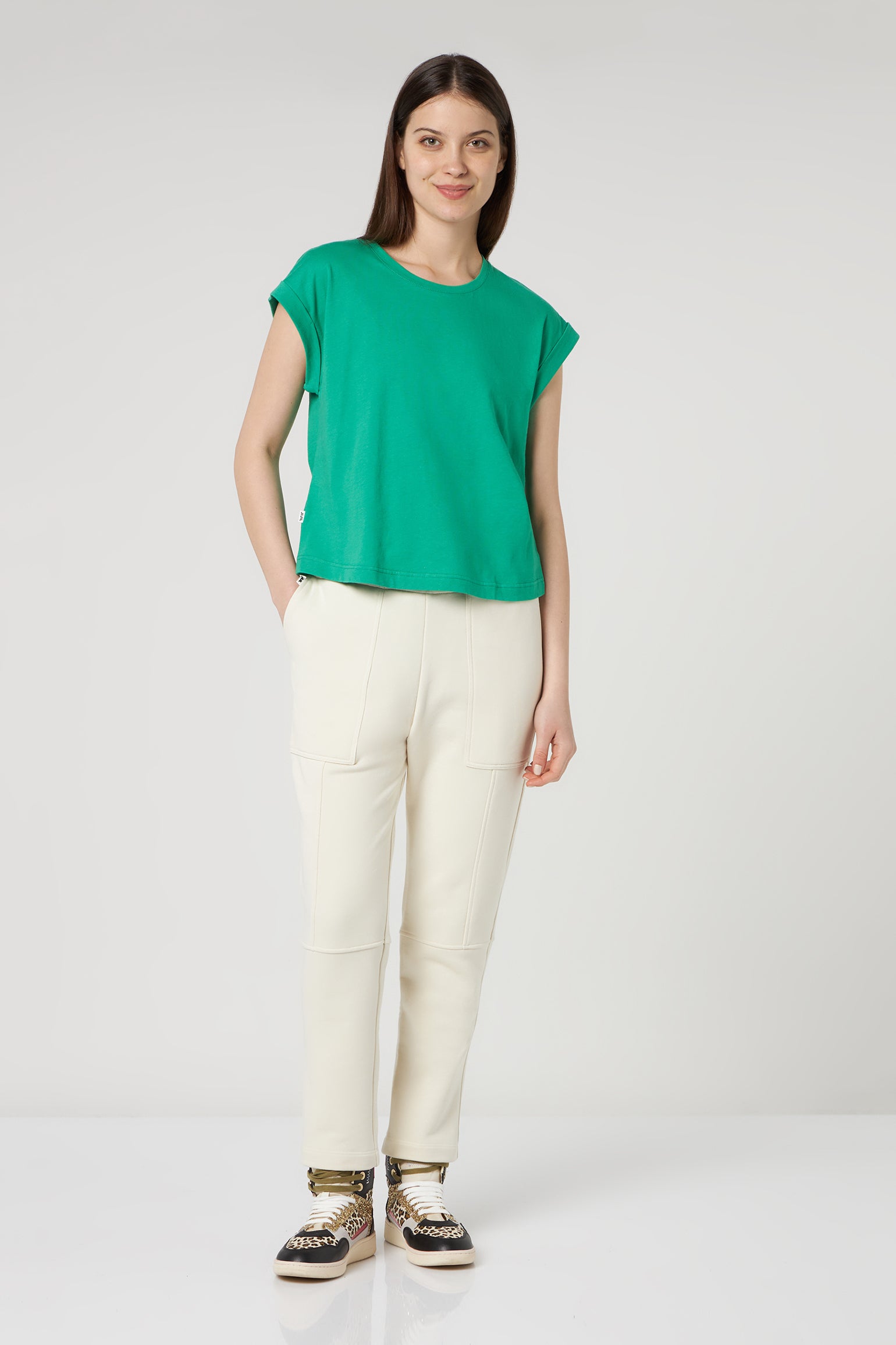 JIJIL Green Cotton T-shirt