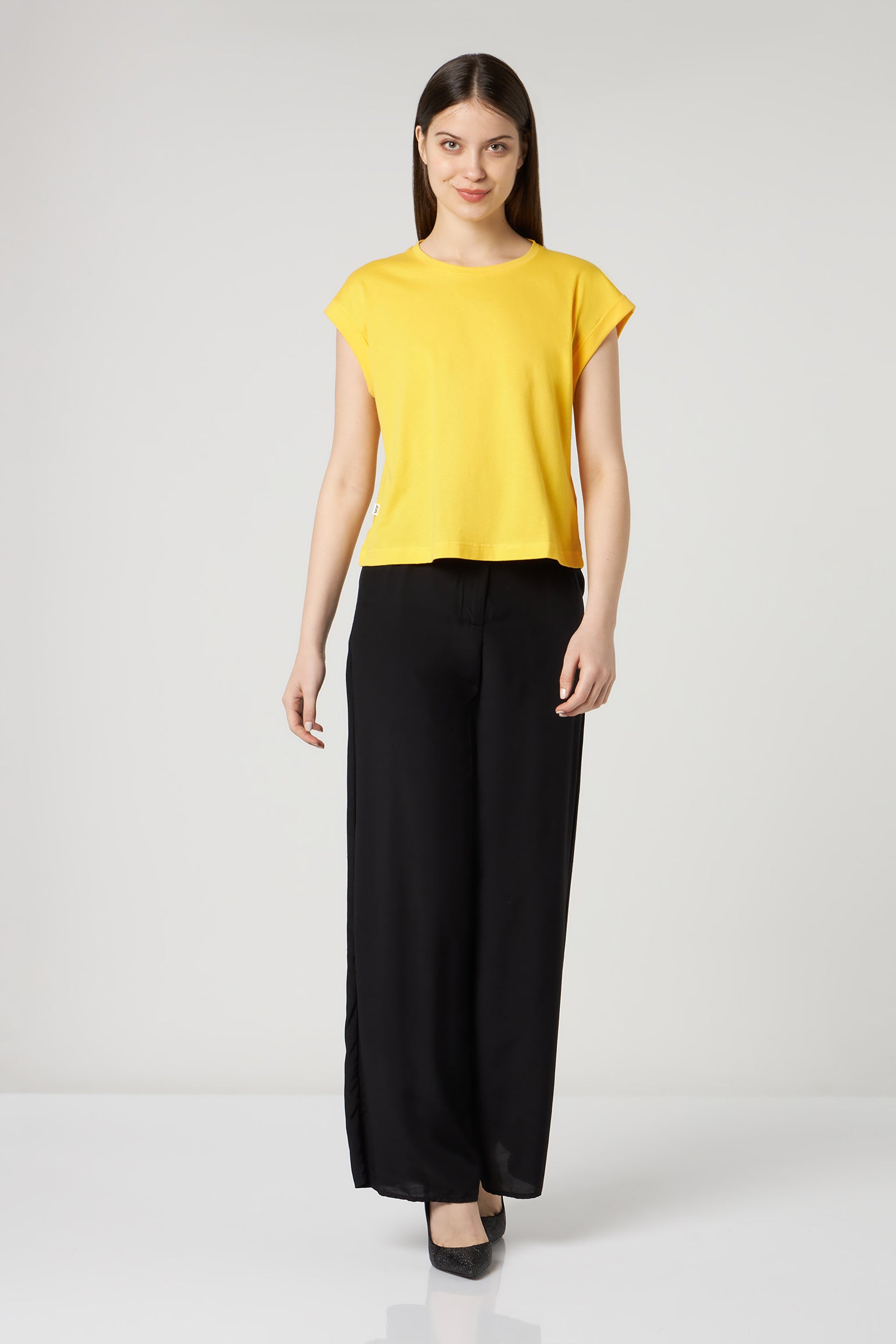JIJIL Yellow Cotton T-shirt