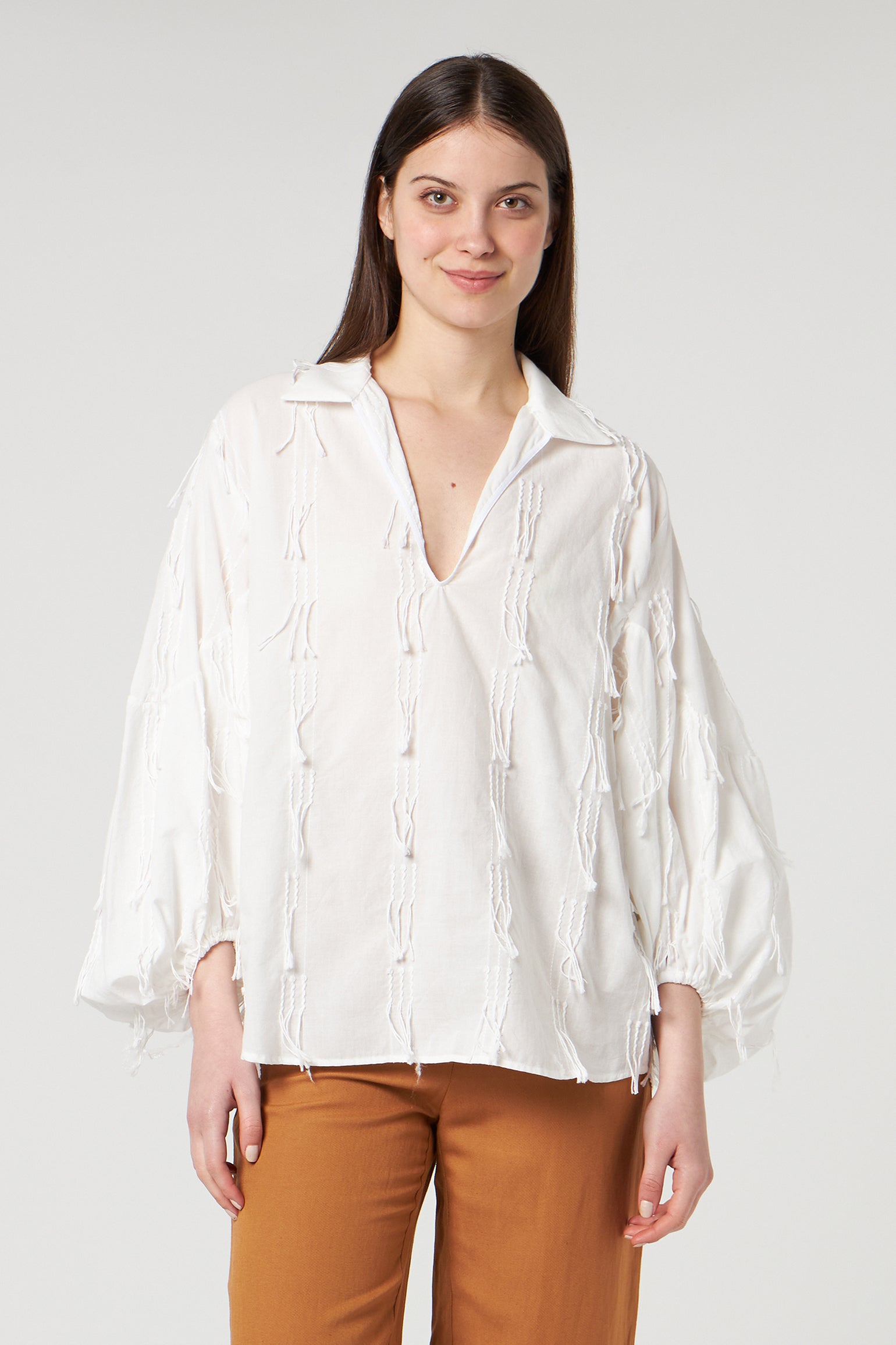 JIJIL Blusa Bianca con Ricami