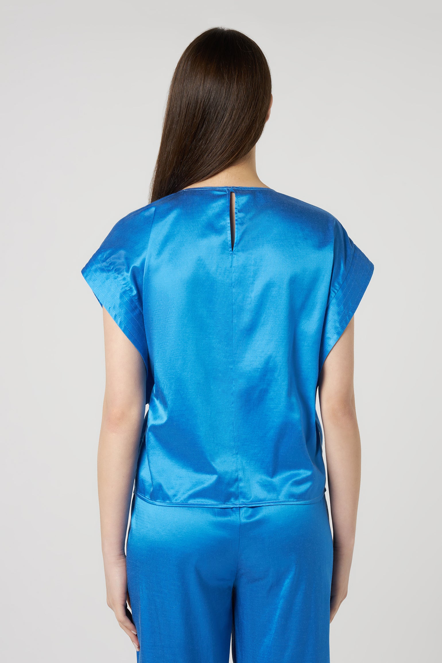 JIJIL T-shirt in Mixed Silk Blue Cobalt