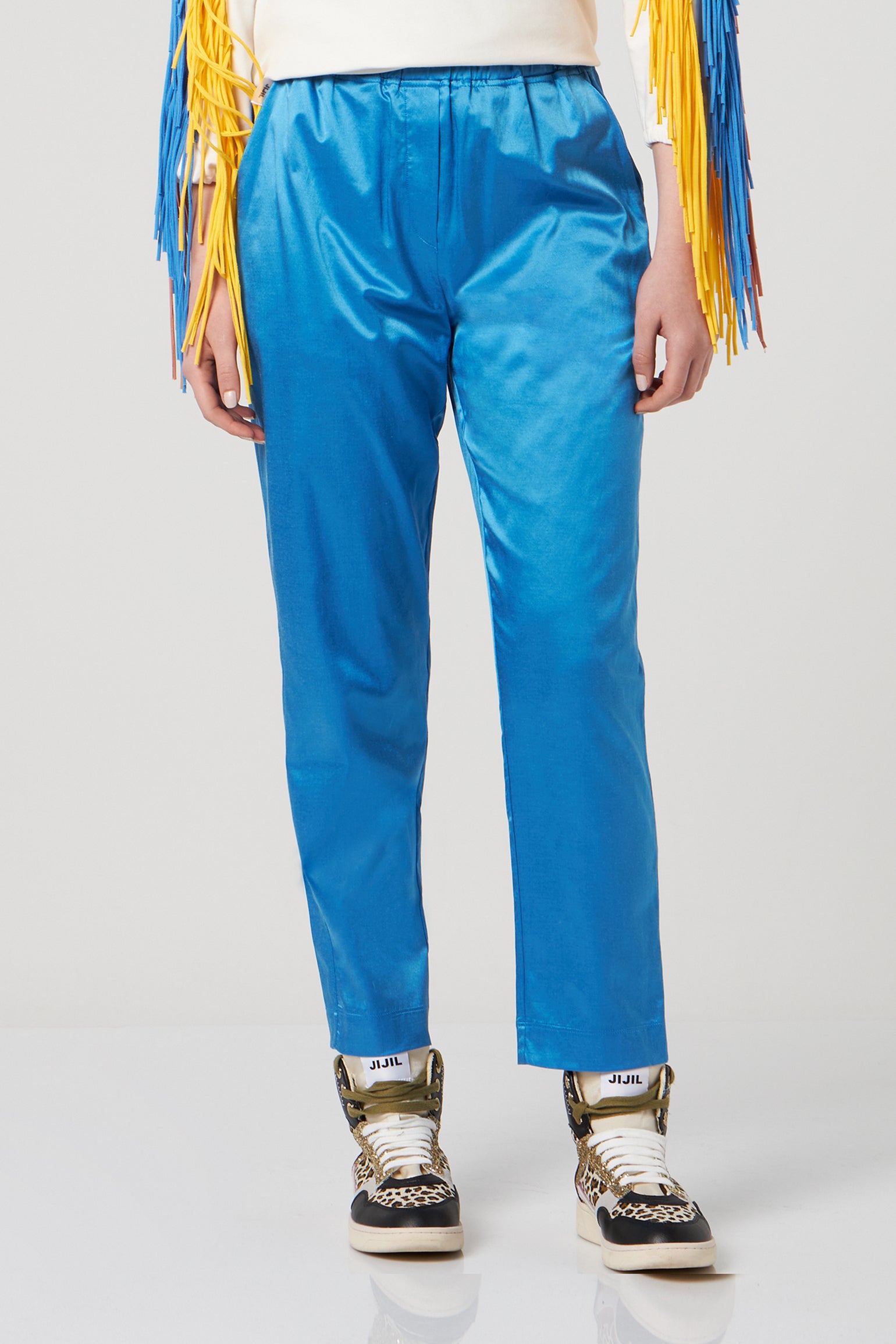 JIJIL Cobalt Blue Satin Pants