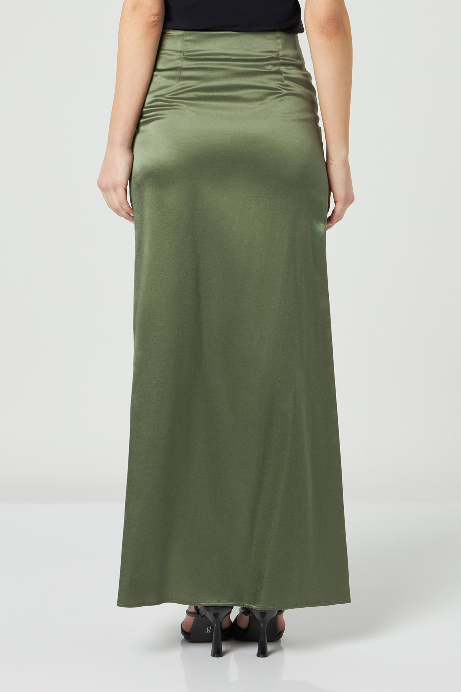 JIJIL Gonna Satinata Verde Militare