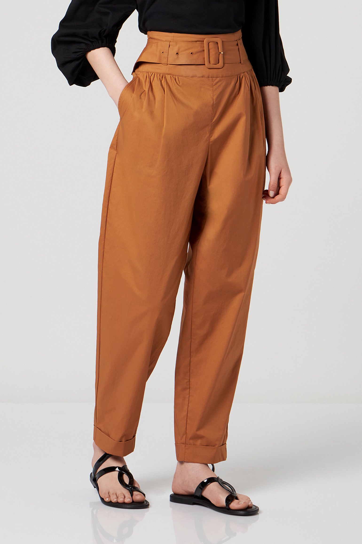 PATRIZIA PEPE Caramel Cotton Trousers