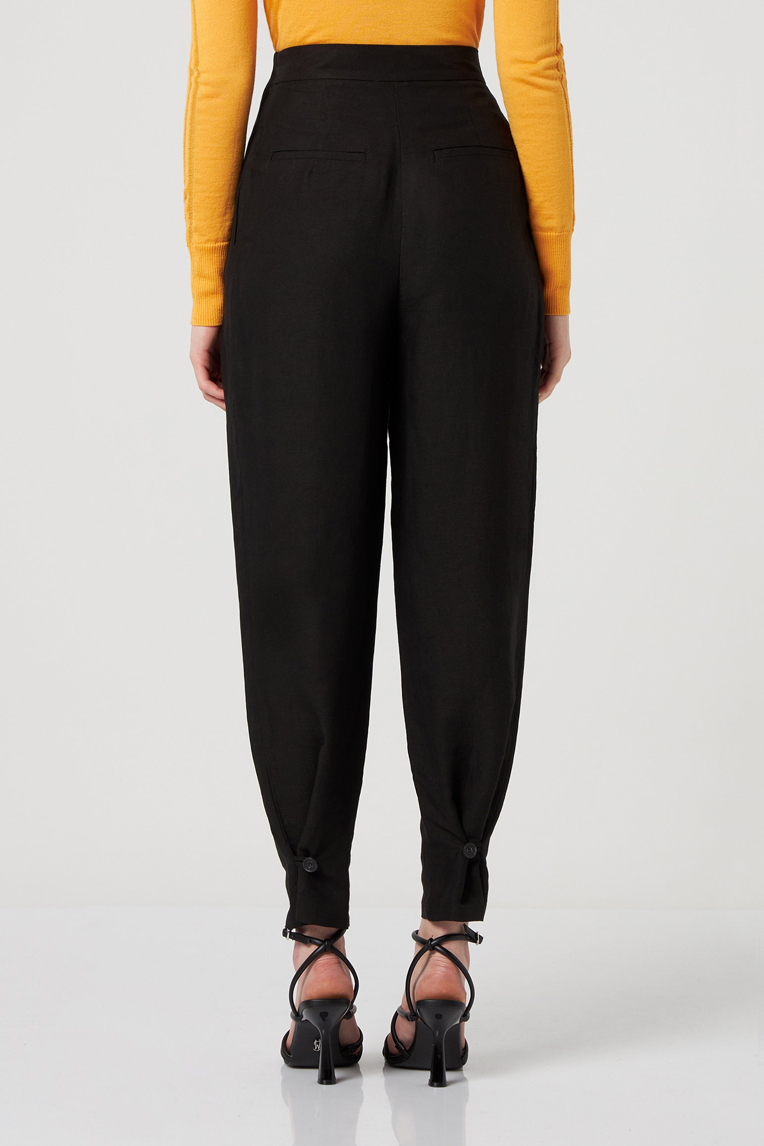 PATRIZIA PEPE Black Linen Blend Trousers