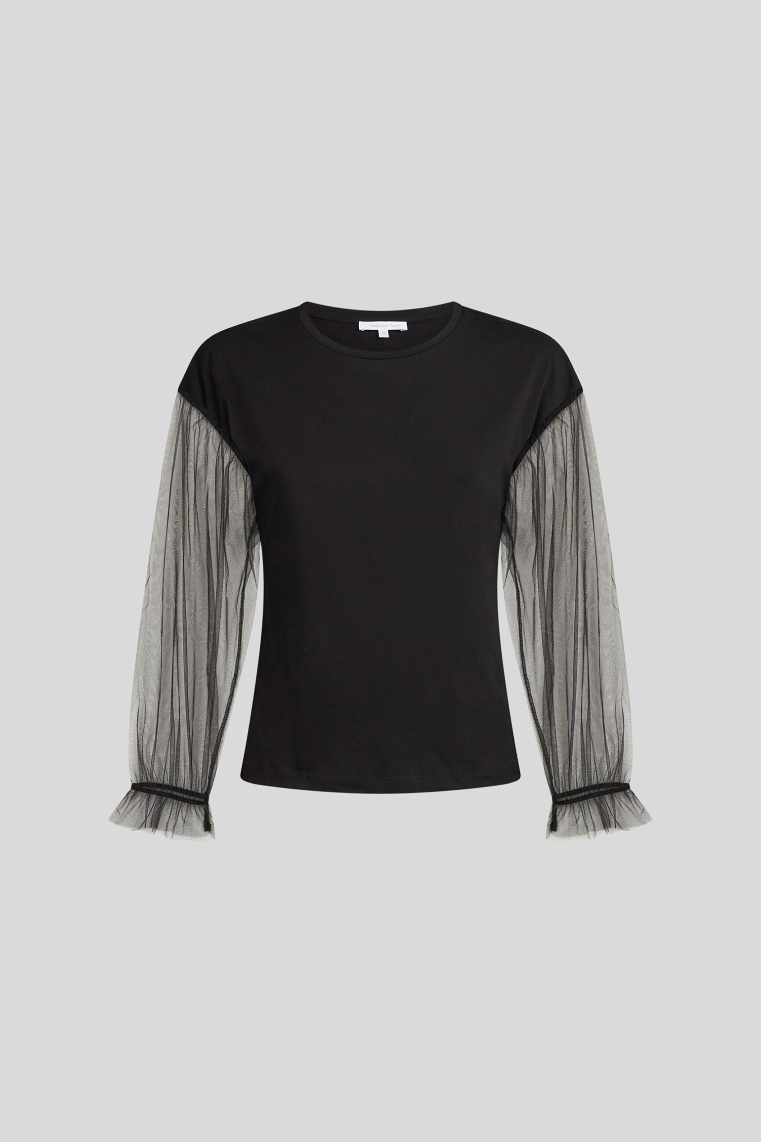 PATRIZIA PEPE Black Shirt with Transparent Sleeves